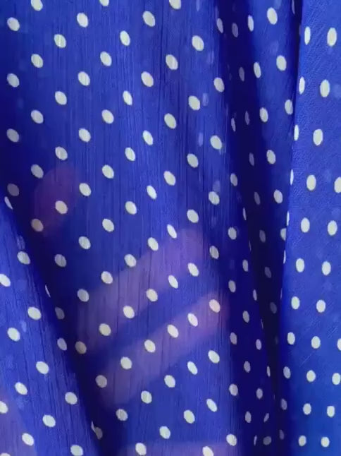 blue polka dot chiffon, royal blue polka dot chiffon, dark blue polka dot chiffon, light blue polka dot chiffon, aqua blue polka dot chiffon, polka dot chiffon for woman, polka dot chiffon for bride, polka dot chiffon for party wear, polka dot chiffon in low price, polka dot chiffon on discount, polka dot chiffon on sale