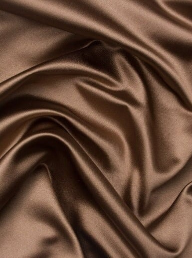 chocolate silk, brown stretch silk, brown stretch satin, chocolate stretch satin, brown silk charmeuse, brown silk fabric, brown satin fabric, brown charmeuse fabric, brown stretch silk fabric, brown silk material, brown mulberry silk, chocolate silk charmeuse, chocolate satin fabric, chocolate satin material