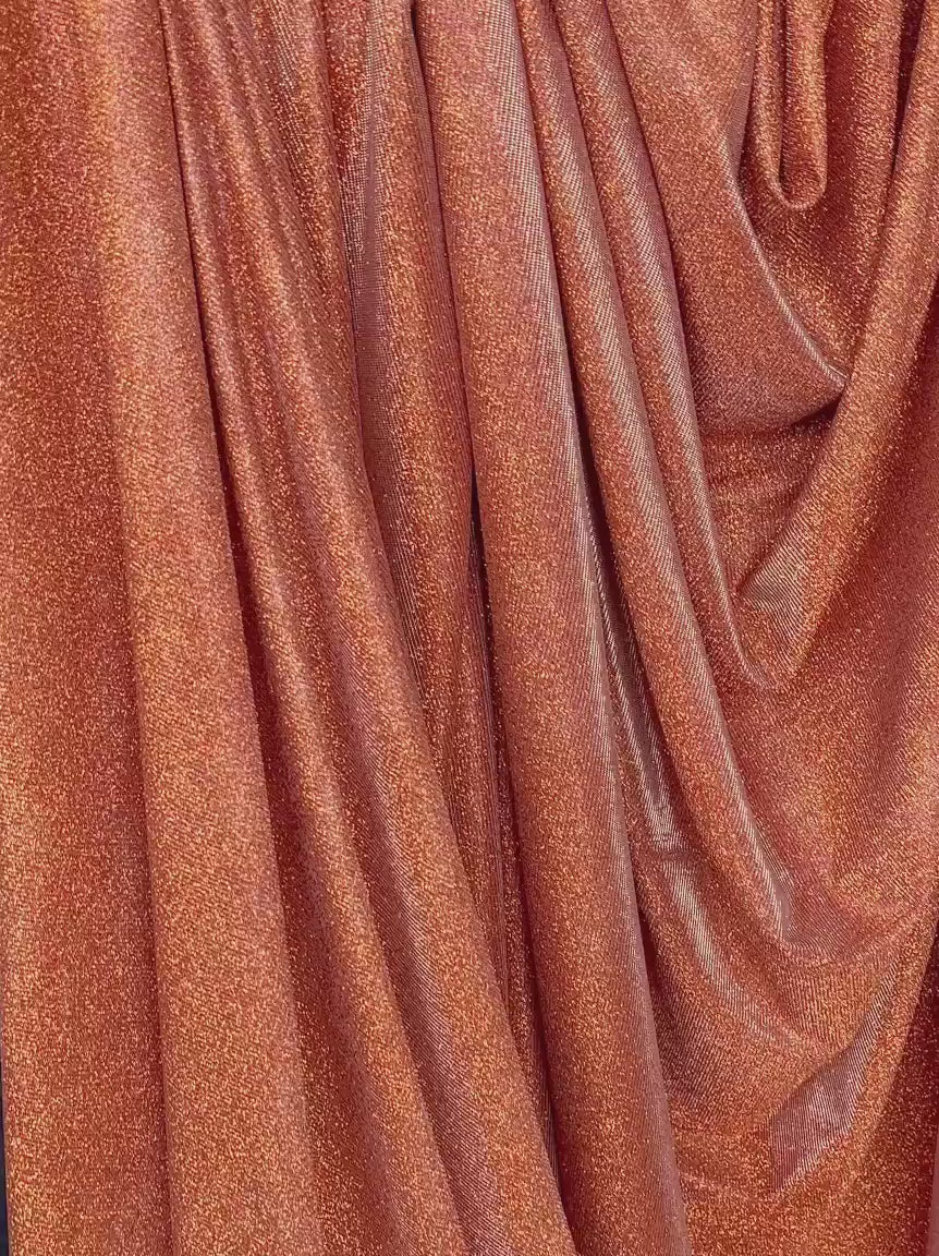 rust metallic lurex, rusty gold lurex, rust metallic lurex for woman, copper lurex, party wear metallic lurex, shiny lurex, metallic lurex for bride, lurex on discount, lurex on sale, buy metallic lurex online, lurex for gown