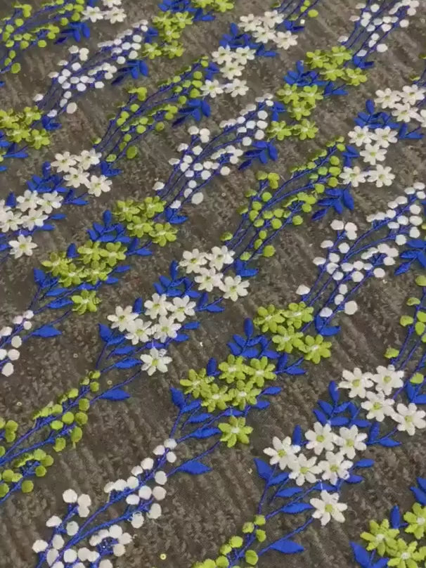 Stunning Embroidered Floral Lace, multicolor Embroidered Lace for gown, Bridal Lace Fabric, Scalloped lace, Floral Lace double edged, lace fabric on discount, lace fabric on sale, premium lace fabric, buy lace fabric online, glitter lace fabric