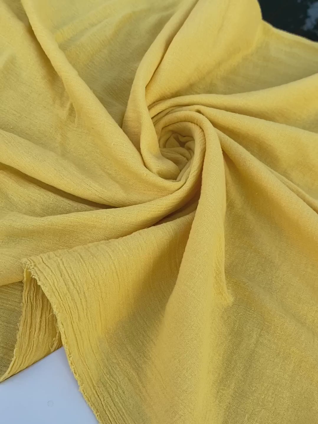 yellow Crinkle Cotton Gauze, cotton gauze fabric, dark yellow gauze fabric, light yellow gauze, cotton for woman, double gauze cheap, coton gauze for bride, cotton gauze in low price