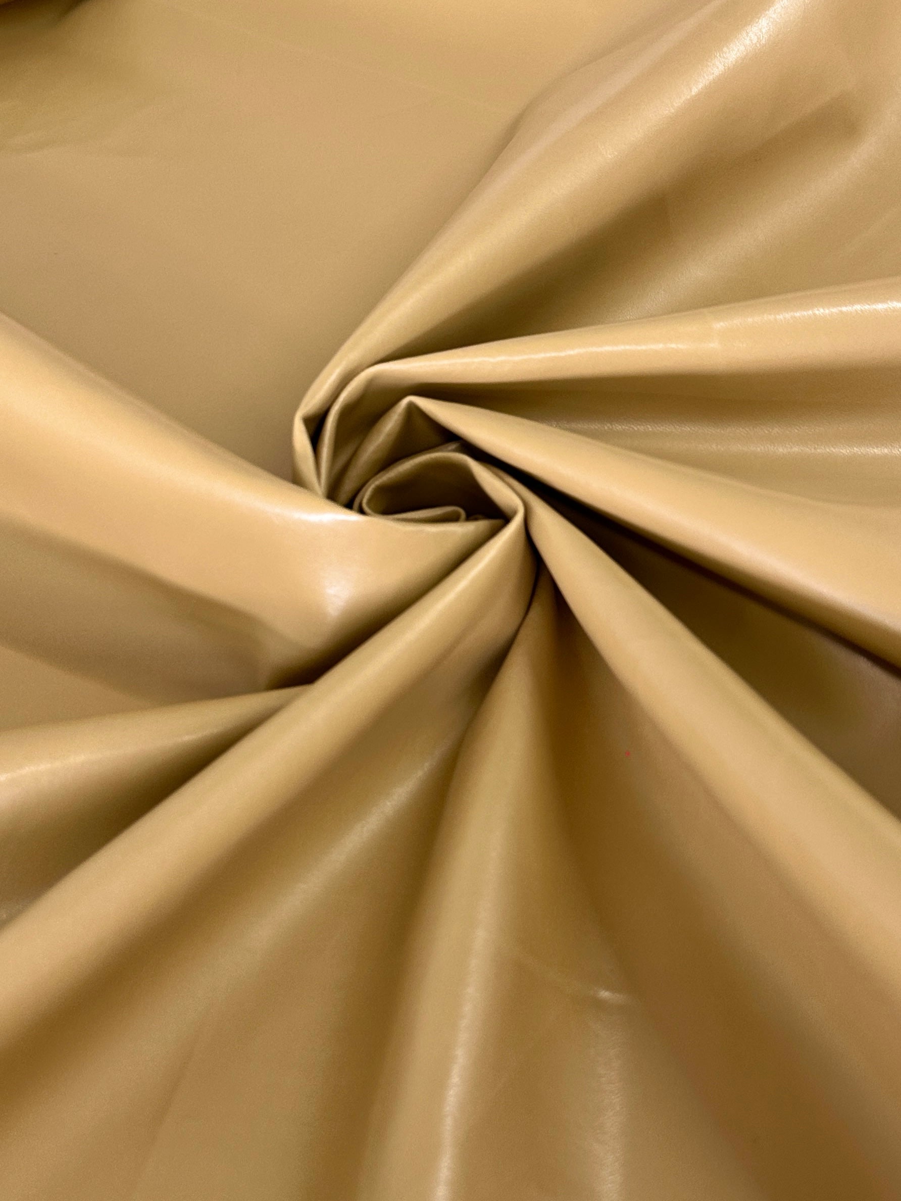 caramel Stretch Faux Leather, light brown stretch faux leather, cream color stretch faux leather, faux leather for woman, faux leather for costumes, faux leather for home decor, 2 way stretch faux leather, leather for blazers, cheap leather, discounted leather, leather on sale