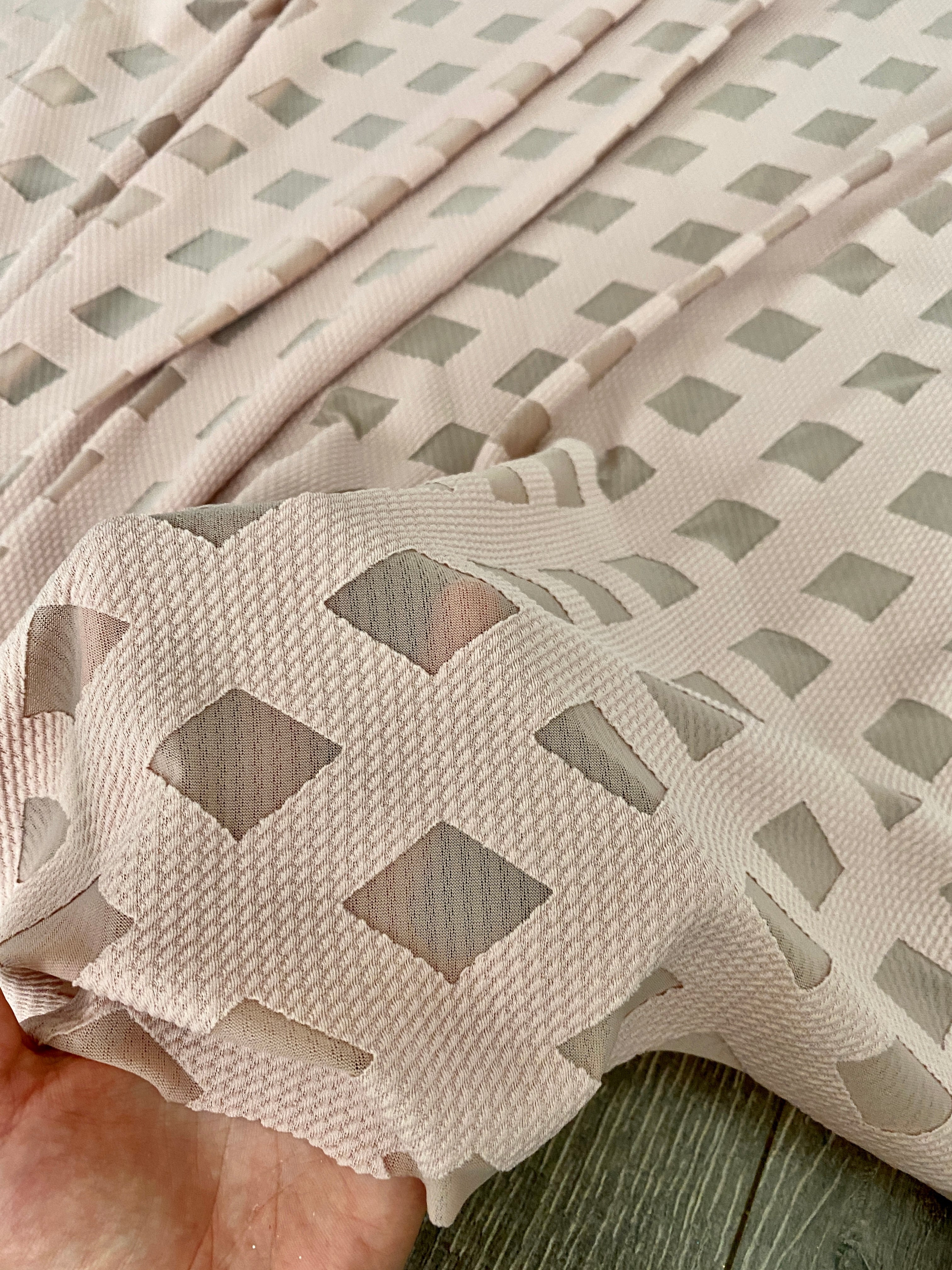 Nude Diamond Pattern Knit, diamond pattern knit fabric for woman, diamond pattern knit fabric for dress, knit fabric on discount, sale on knit fabric, buy knit fabric online, best quality knit fabric, cheap knit fabric, unique diamond knit fabric, premium knit fabric