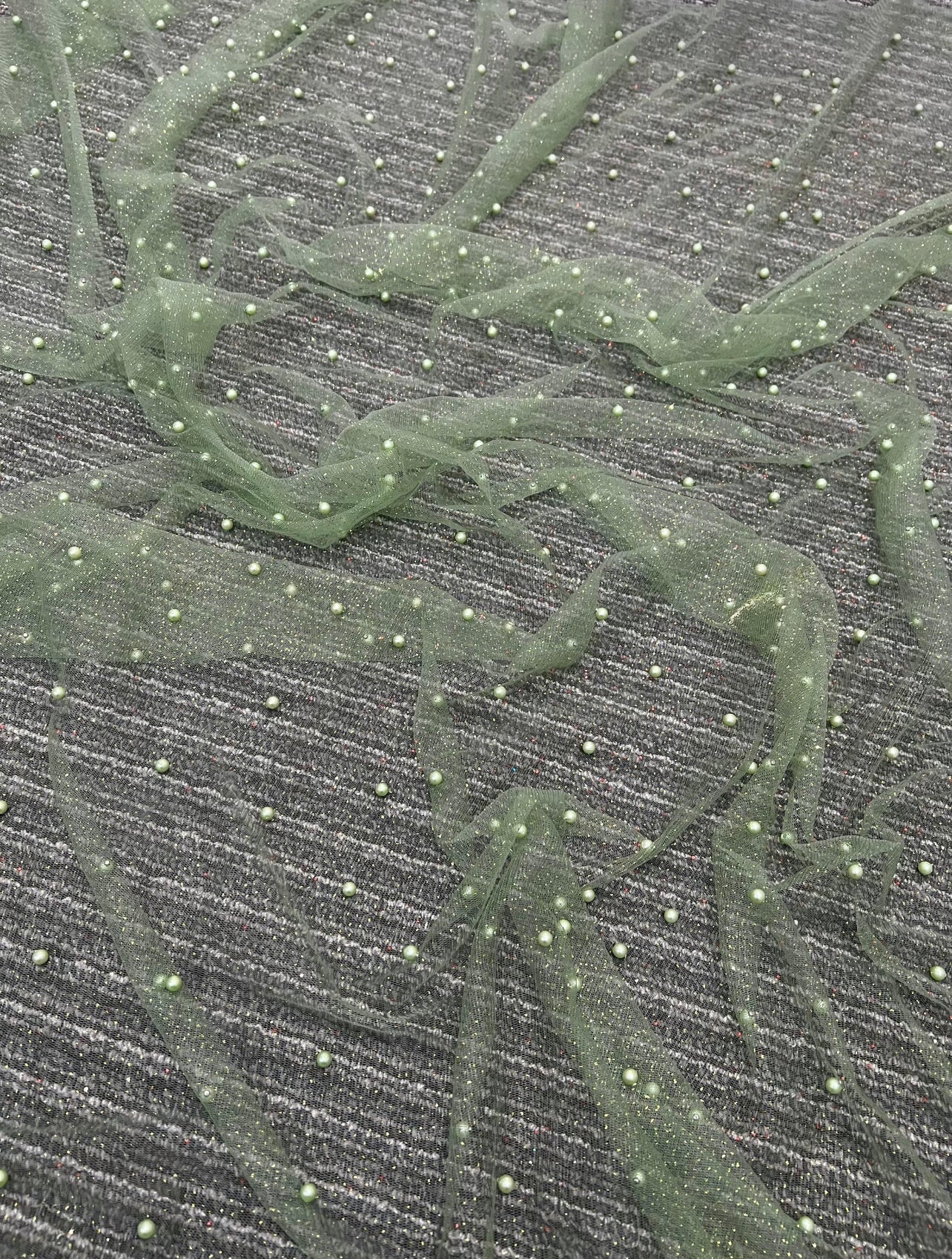 light green Tulle Bead Pearl Lace Fabric, green Pearl Beaded Tulle for Veil, dark green Beaded Pearl Tulle Lace Fabric by the yard, lime green pearl scattered tulle, Pearl Tulle Fabric for woman, Pearl Tulle Fabric for party wear, Pearl Tulle Fabric on discount,Pearl Tulle Fabric on sale