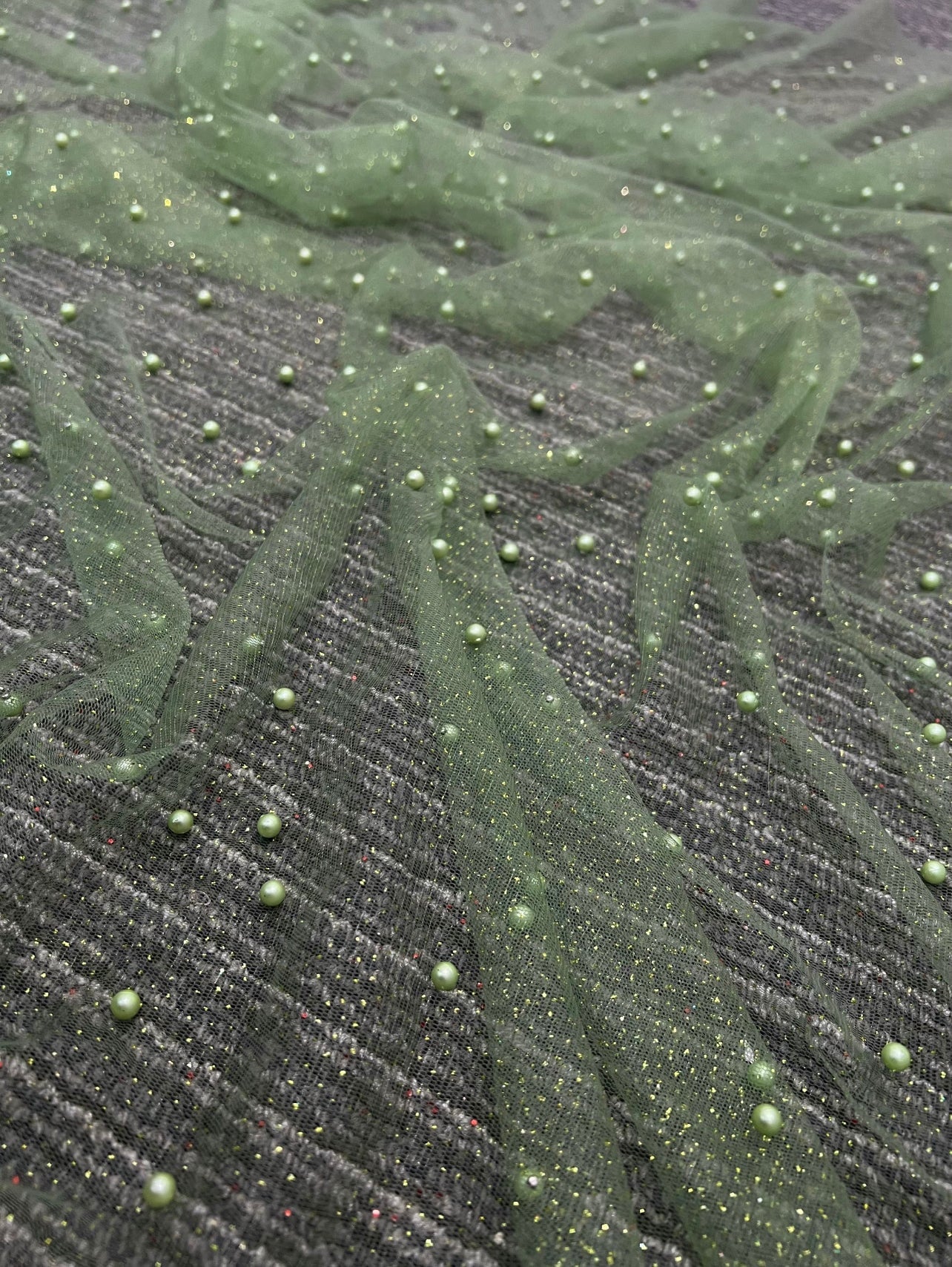light green Tulle Bead Pearl Lace Fabric, green Pearl Beaded Tulle for Veil, dark green Beaded Pearl Tulle Lace Fabric by the yard, lime green pearl scattered tulle, Pearl Tulle Fabric for woman, Pearl Tulle Fabric for party wear, Pearl Tulle Fabric on discount,Pearl Tulle Fabric on sale