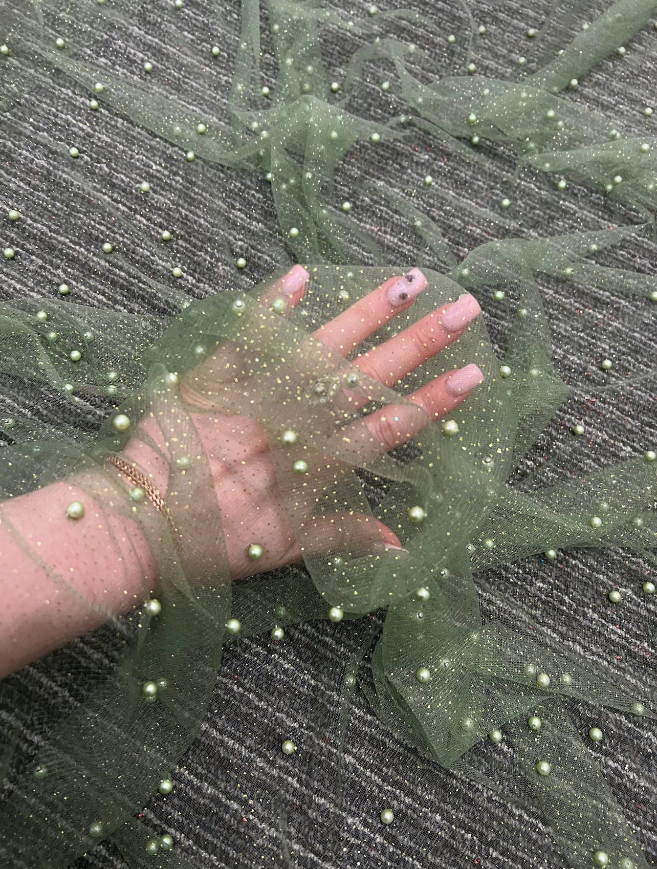 light green Tulle Bead Pearl Lace Fabric, green Pearl Beaded Tulle for Veil, dark green Beaded Pearl Tulle Lace Fabric by the yard, lime green pearl scattered tulle, Pearl Tulle Fabric for woman, Pearl Tulle Fabric for party wear, Pearl Tulle Fabric on discount,Pearl Tulle Fabric on sale