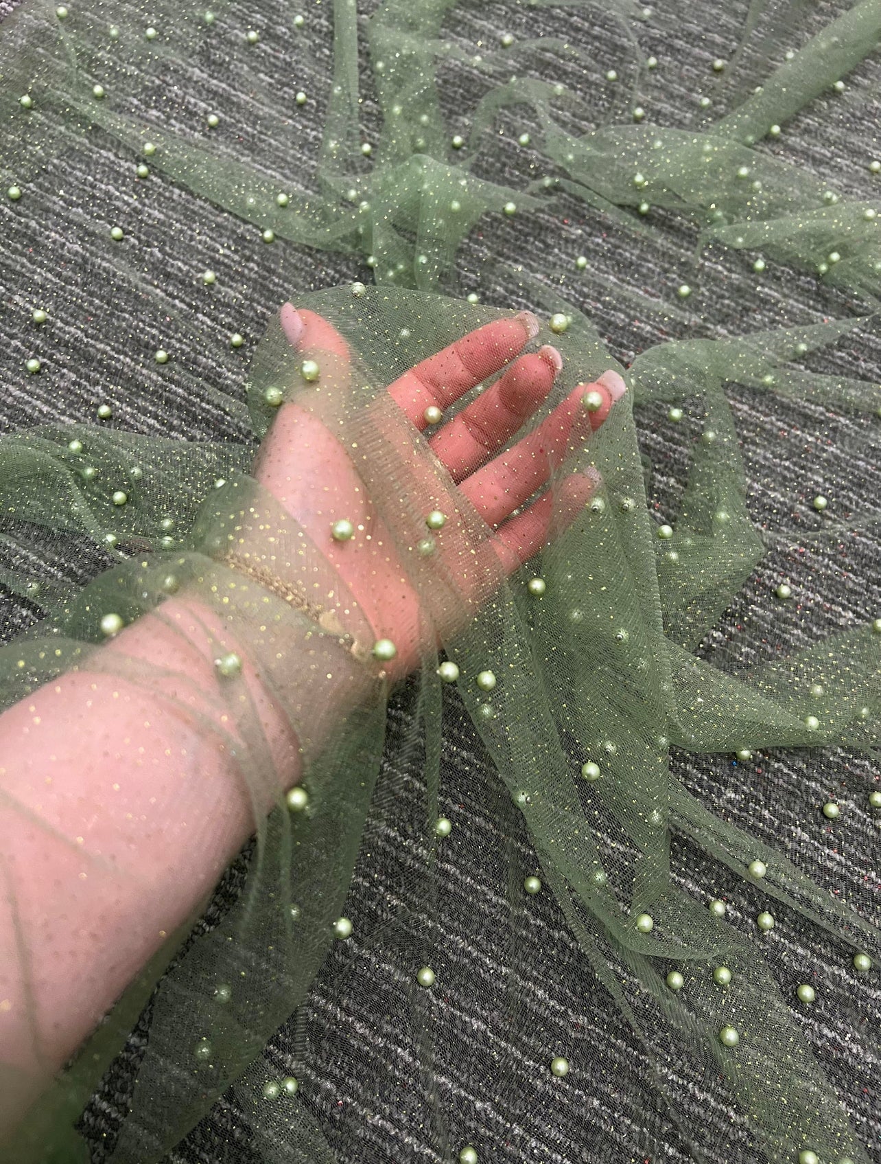 light green Tulle Bead Pearl Lace Fabric, green Pearl Beaded Tulle for Veil, dark green Beaded Pearl Tulle Lace Fabric by the yard, lime green pearl scattered tulle, Pearl Tulle Fabric for woman, Pearl Tulle Fabric for party wear, Pearl Tulle Fabric on discount,Pearl Tulle Fabric on sale