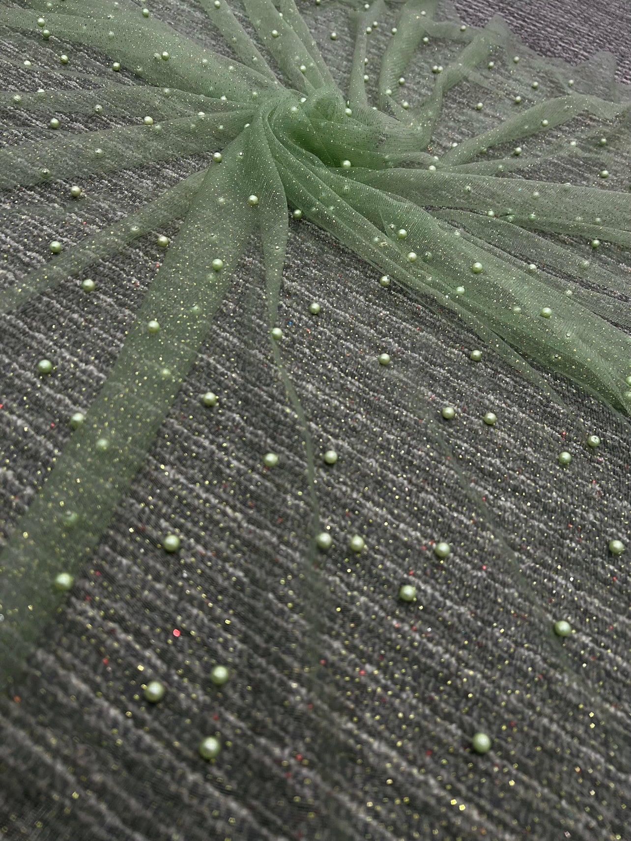 light green Tulle Bead Pearl Lace Fabric, green Pearl Beaded Tulle for Veil, dark green Beaded Pearl Tulle Lace Fabric by the yard, lime green pearl scattered tulle, Pearl Tulle Fabric for woman, Pearl Tulle Fabric for party wear, Pearl Tulle Fabric on discount,Pearl Tulle Fabric on sale