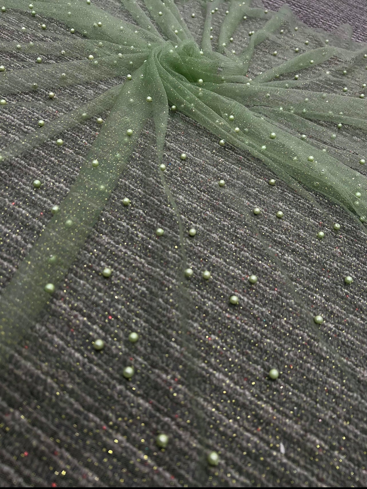 light green Tulle Bead Pearl Lace Fabric, green Pearl Beaded Tulle for Veil, dark green Beaded Pearl Tulle Lace Fabric by the yard, lime green pearl scattered tulle, Pearl Tulle Fabric for woman, Pearl Tulle Fabric for party wear, Pearl Tulle Fabric on discount,Pearl Tulle Fabric on sale