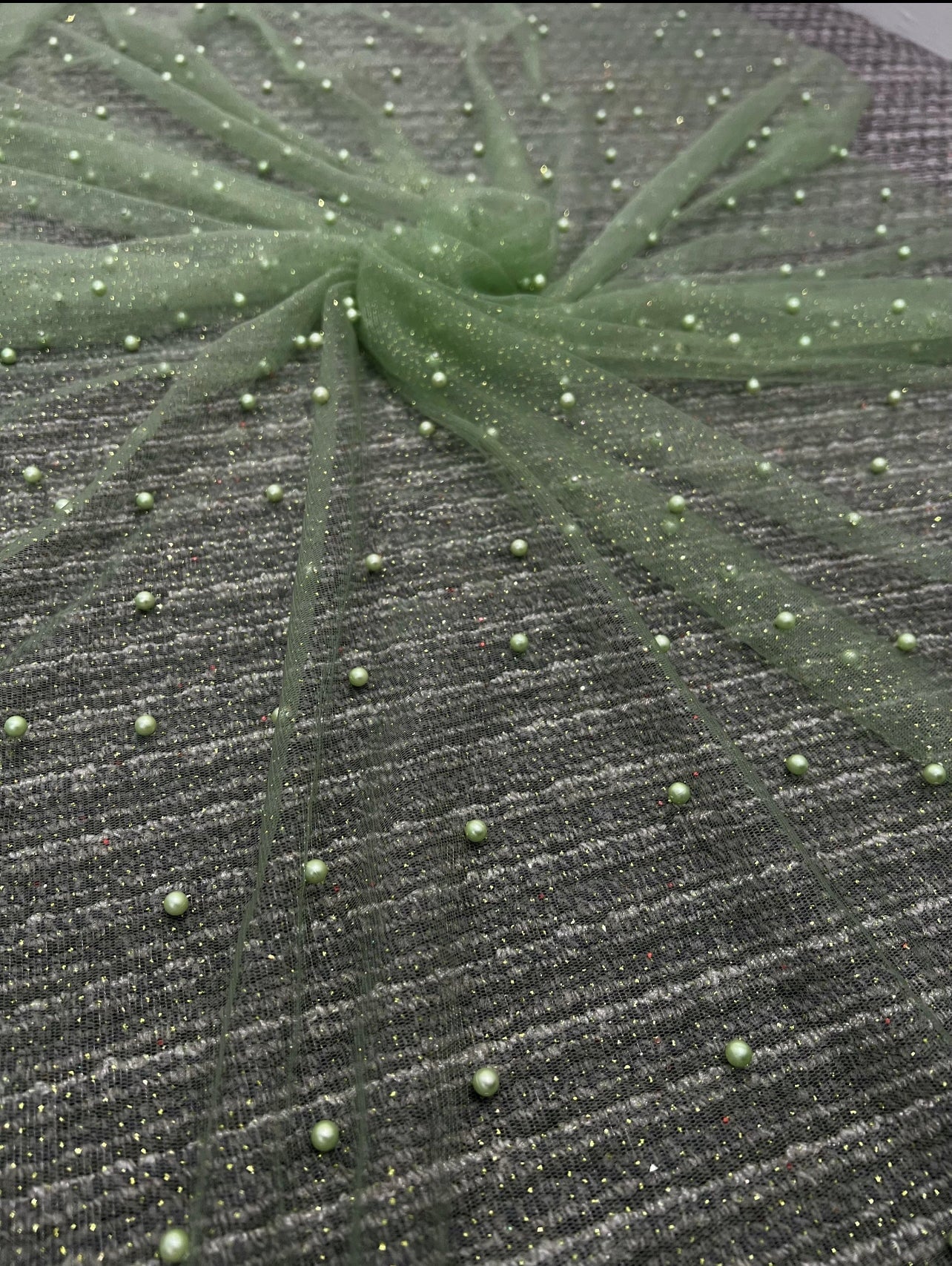 light green Tulle Bead Pearl Lace Fabric, green Pearl Beaded Tulle for Veil, dark green Beaded Pearl Tulle Lace Fabric by the yard, lime green pearl scattered tulle, Pearl Tulle Fabric for woman, Pearl Tulle Fabric for party wear, Pearl Tulle Fabric on discount,Pearl Tulle Fabric on sale