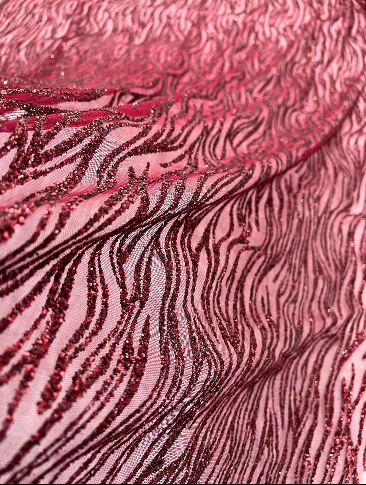 Burgundy Glitter Lace Fabric on Mesh, dark red lace Glitter, light red Lace, blood red lace, lace for woman, lace for bride,  lace on discount, lace on sale, premium lace, kiki textile lace, lace for party wear dresses, lace on mesh