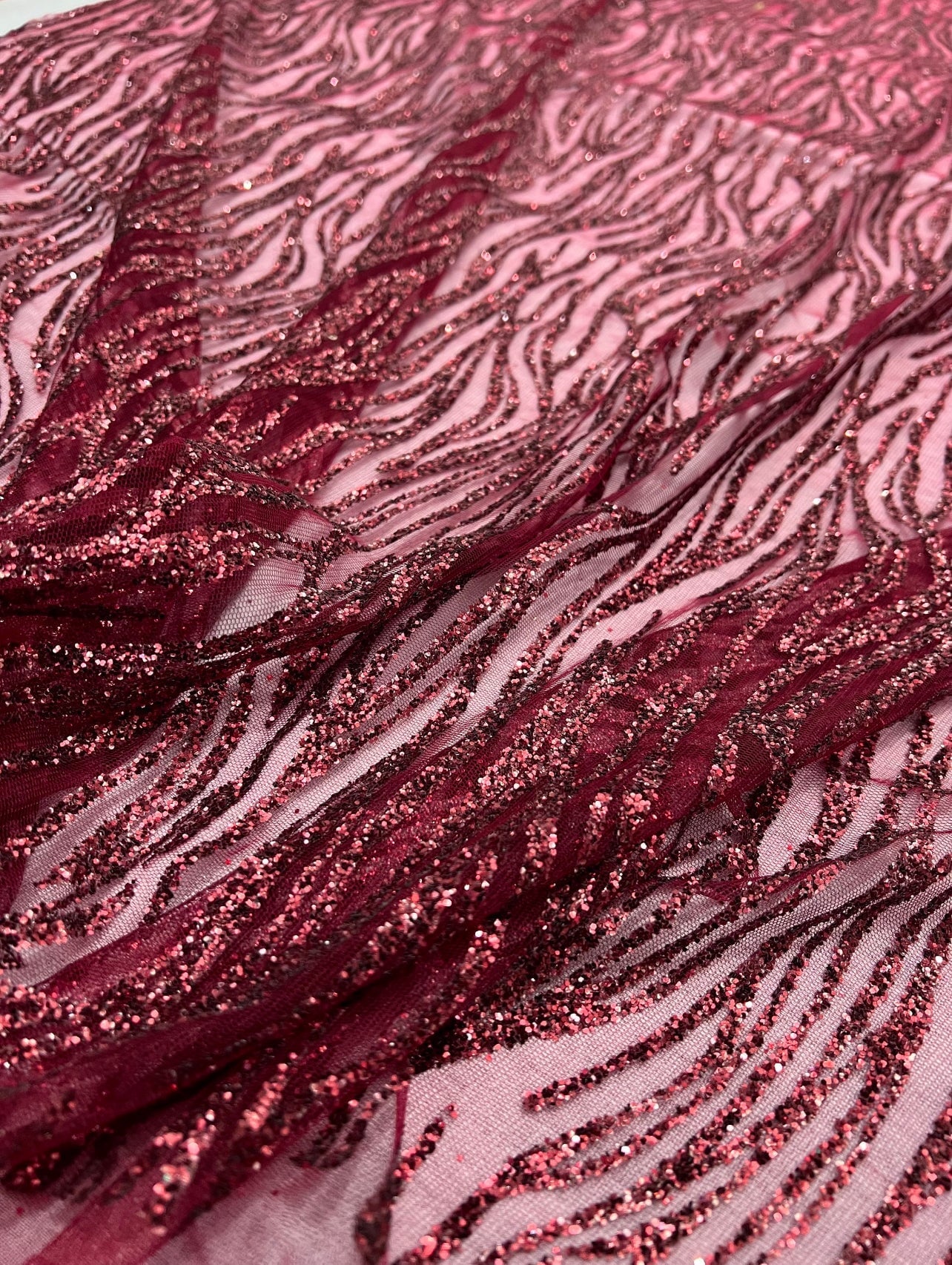 Burgundy Glitter Lace Fabric on Mesh, dark red lace Glitter, light red Lace, blood red lace, lace for woman, lace for bride,  lace on discount, lace on sale, premium lace, kiki textile lace, lace for party wear dresses, lace on mesh