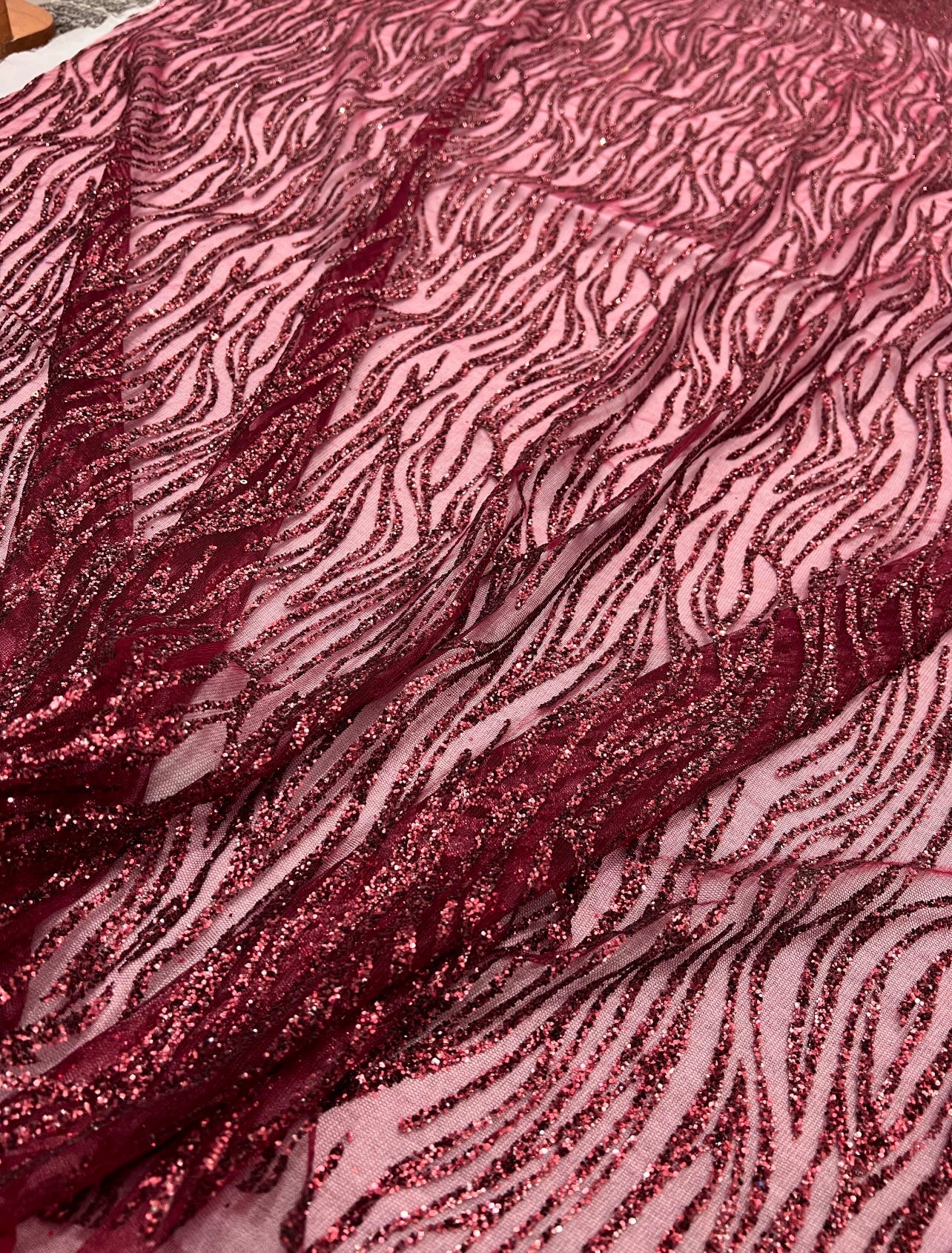 Burgundy Glitter Lace Fabric on Mesh, dark red lace Glitter, light red Lace, blood red lace, lace for woman, lace for bride,  lace on discount, lace on sale, premium lace, kiki textile lace, lace for party wear dresses, lace on mesh