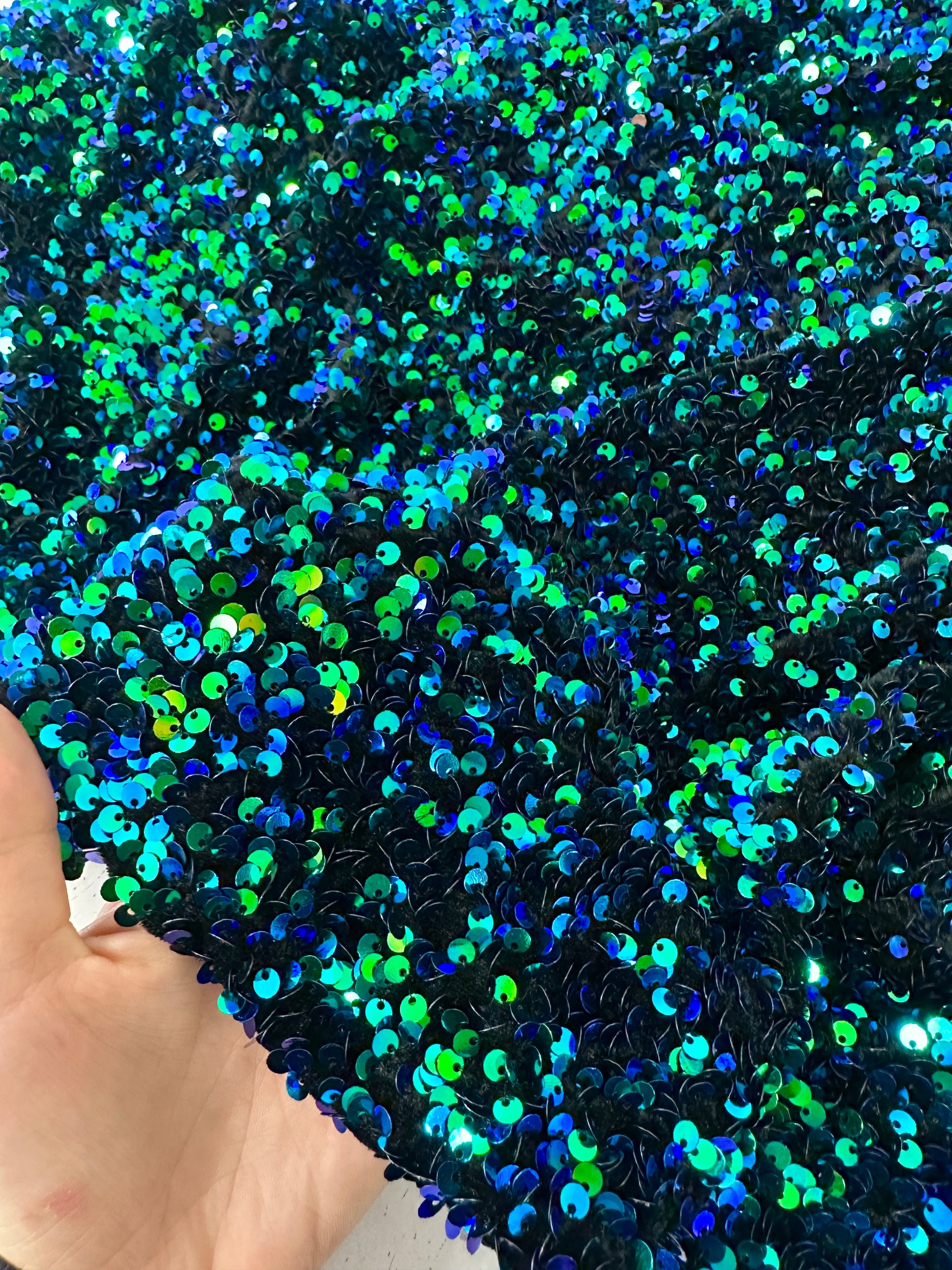Iridescent Emerald Sequin on Velvet, Iridescent Emerald Sequin on Velvet for woman, velvet cloth, Iridescent Emerald sequin on velvet for bride, sequin stretch velvet, velvet for gown, stretch velvet, velvet fabric with sequin, solid velvet, sequin fabric for gown, 4 way stretch velvet