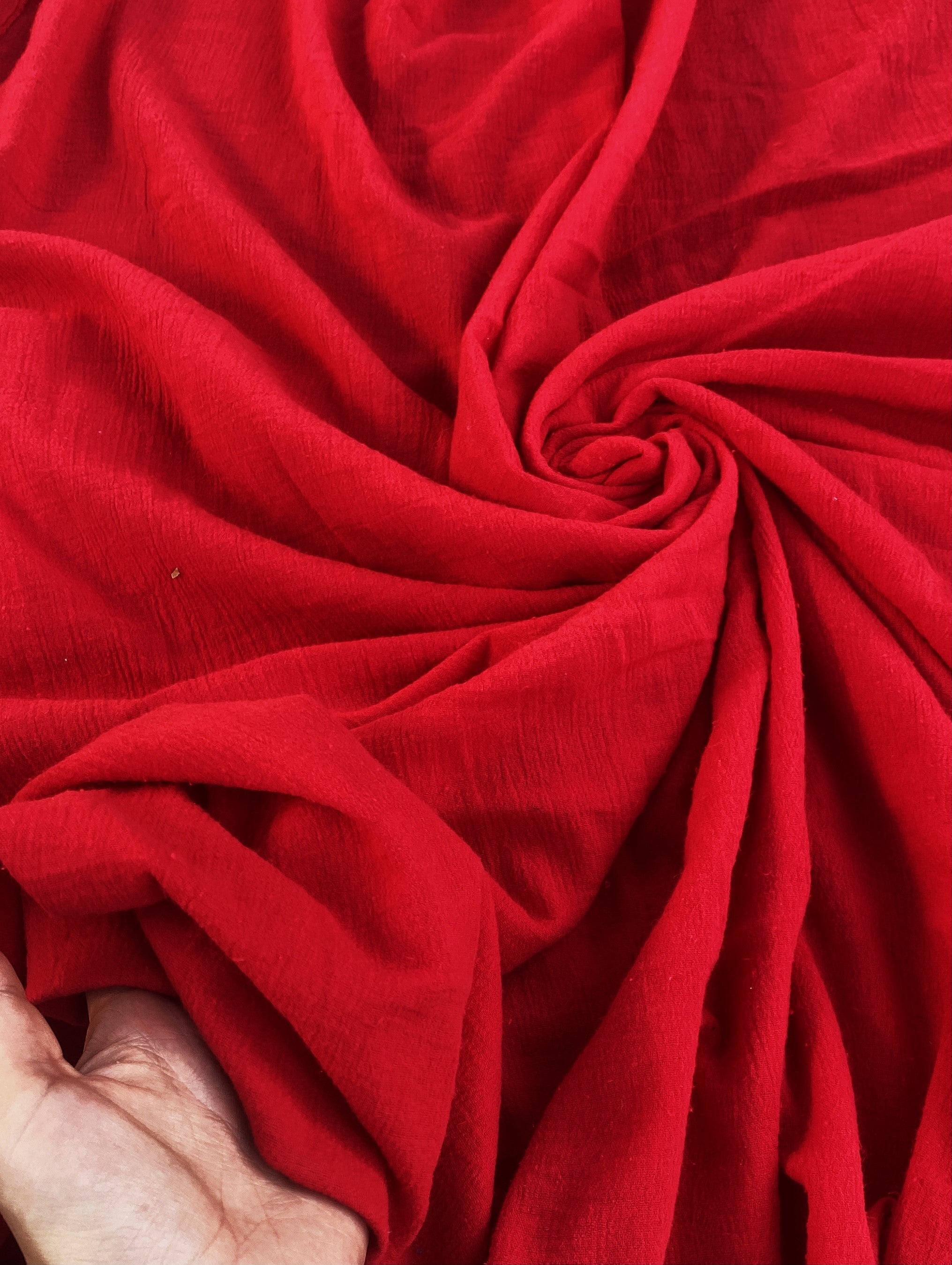 red gauze fabric, red cotton gauze fabric, red cotton fabric, red crinkle gauze. red textured gauze fabric, fabric for swaddles fabric for baby, baby fabric red, red natural fabric