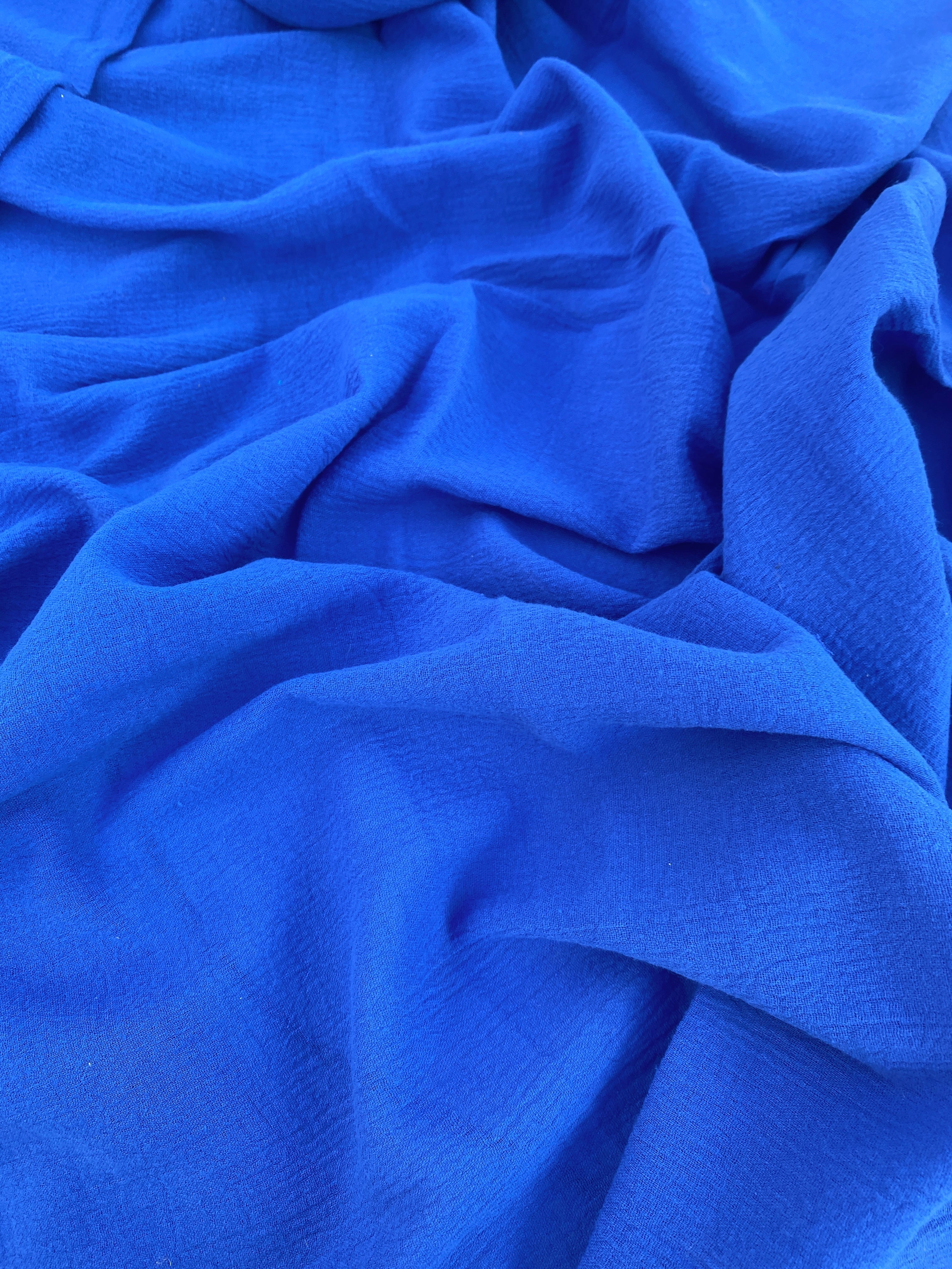 royal blue cotton gauze, cotton gauze fabric, blue gauze fabric, electric blue gauze, royal blue cotton by the yard, double gauze royal blue