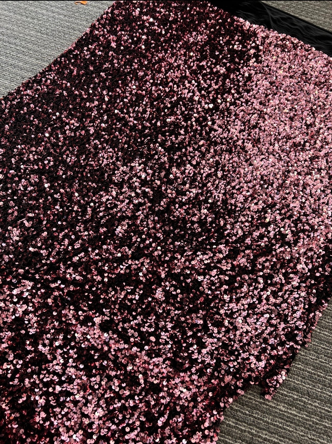 Iridescent Burgundy Sequin on Velvet, Burgundy sequin on velvet, maroon sequin on velvet, Iridescent sequin on velvet, velvet on discount, velvet on sale, buy velvet online, kikitextile velvet, premium velvet, velvet for gown, velvet for woman, velvet for bride