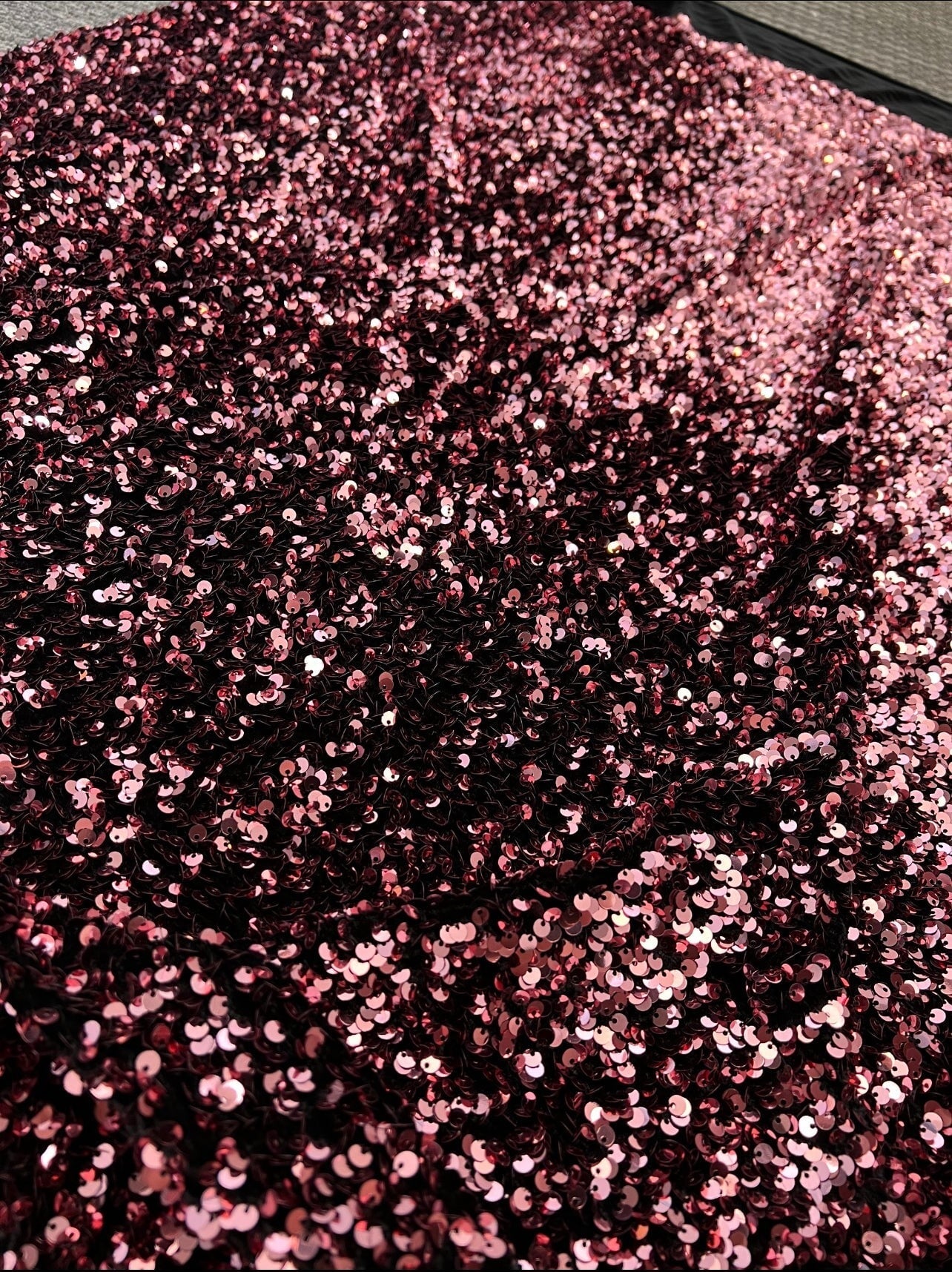 Iridescent Burgundy Sequin on Velvet, Burgundy sequin on velvet, maroon sequin on velvet, Iridescent sequin on velvet, velvet on discount, velvet on sale, buy velvet online, kikitextile velvet, premium velvet, velvet for gown, velvet for woman, velvet for bride