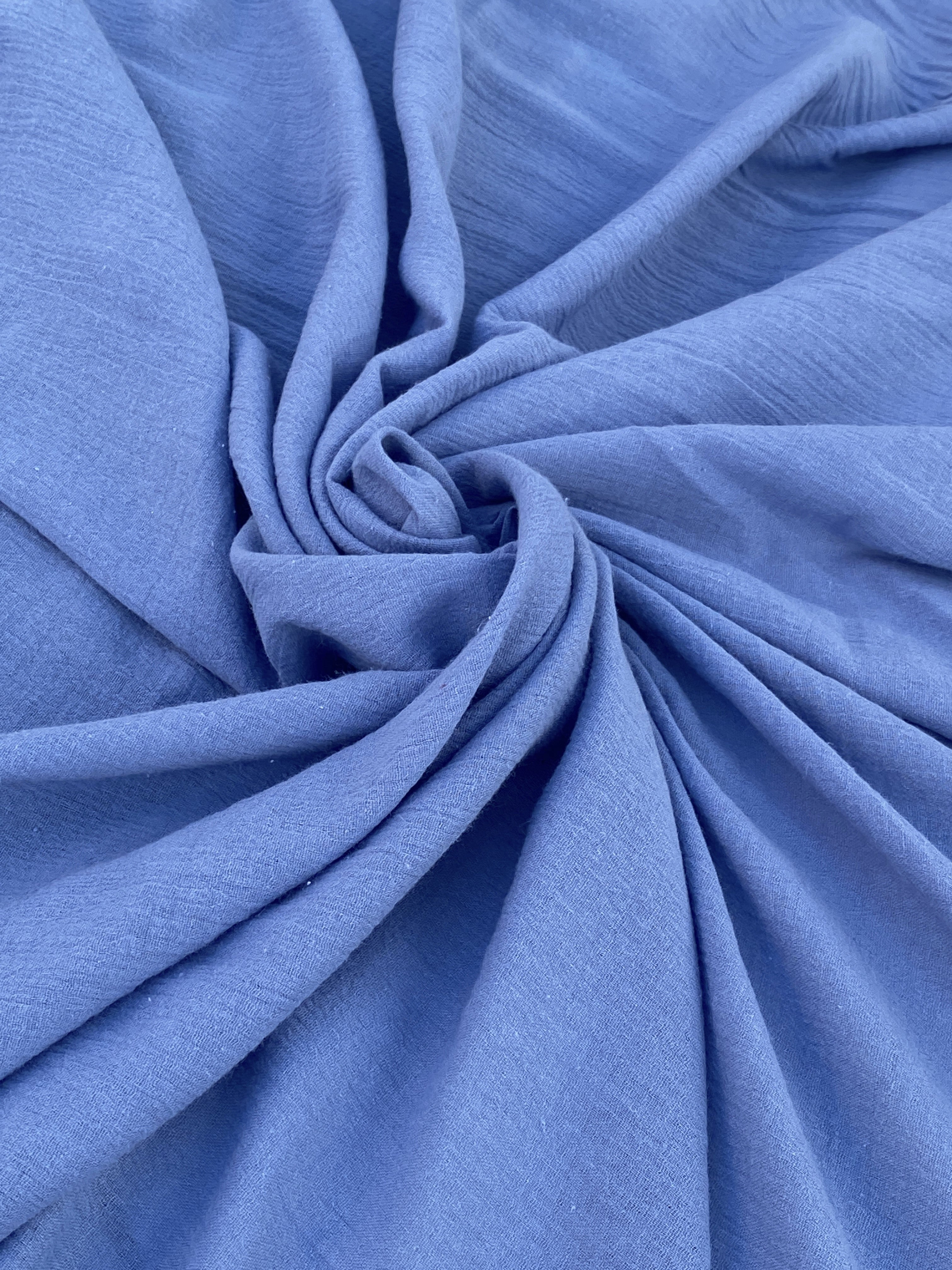 Denim Blue Muslin Crinkle Gauze Fabric, Dusty Blue Cotton Gauze Swaddle Fabric, Fabric for Babies, Swaddle, dresses, Blue Cheesecloth Fabric