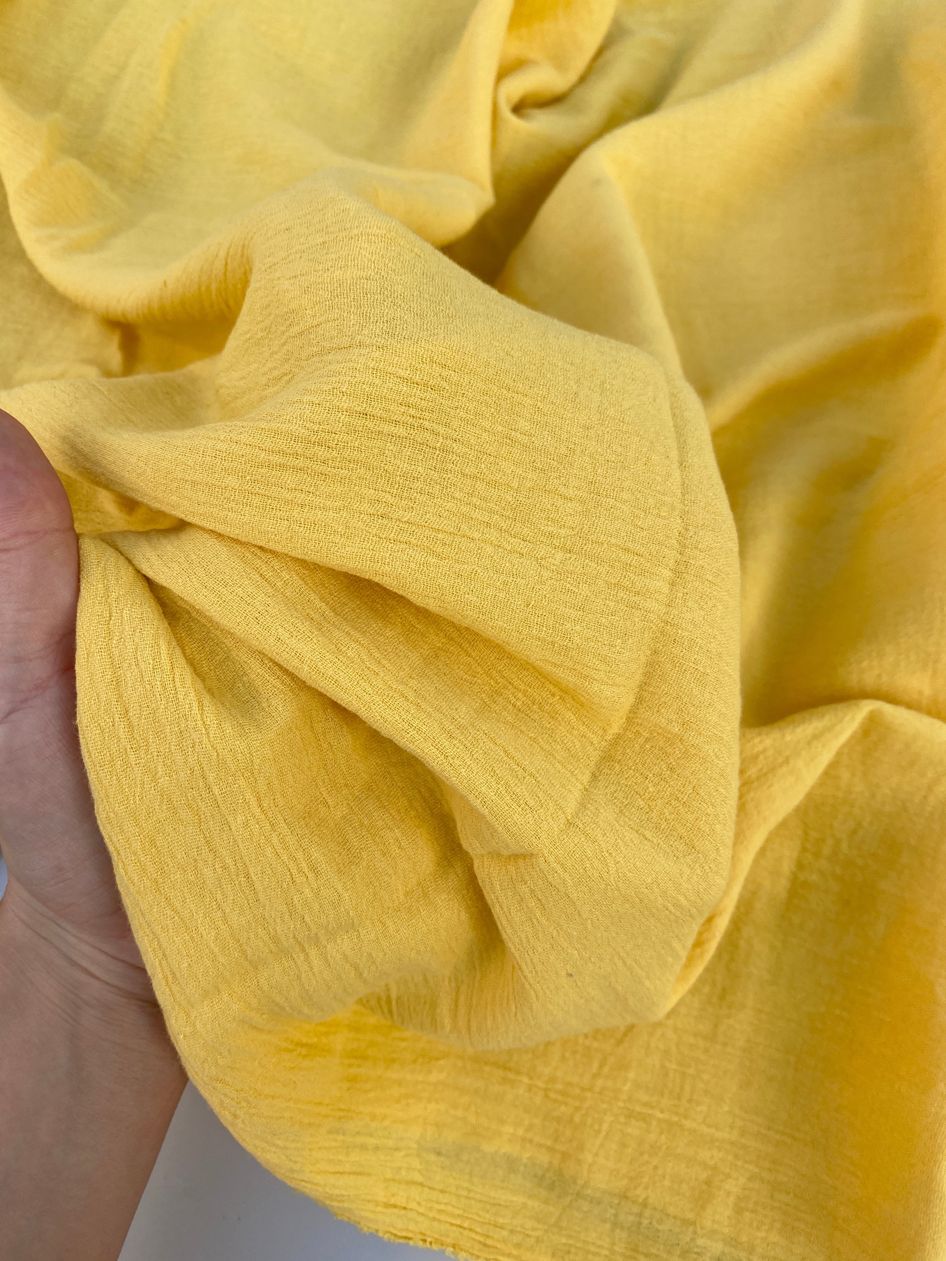 yellow Crinkle Cotton Gauze, cotton gauze fabric, dark yellow gauze fabric, light yellow gauze, cotton for woman, double gauze cheap, coton gauze for bride, cotton gauze in low price
