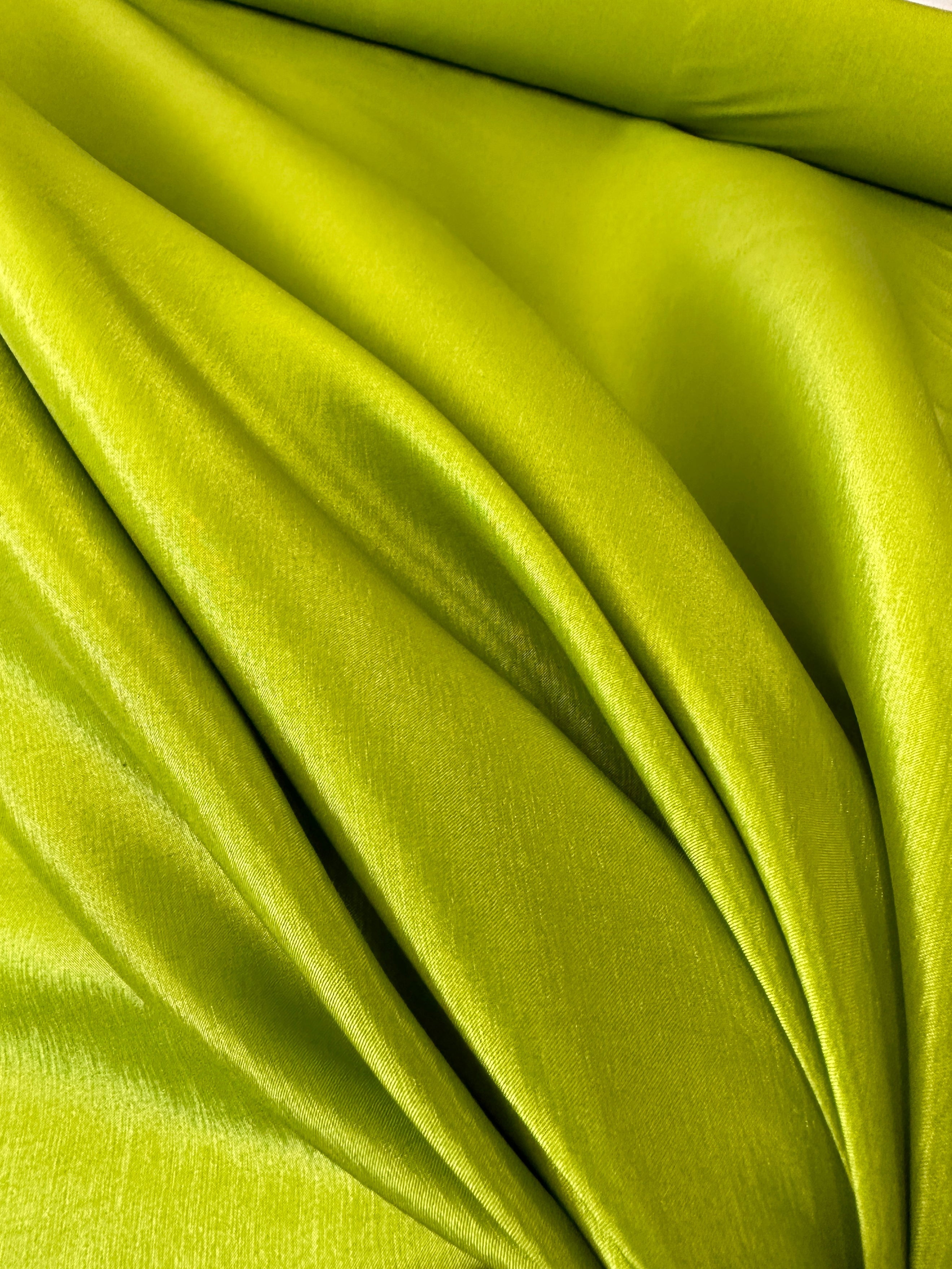 Lime Green Stretch Taffeta Fabric , Shiny Neon Green Taffeta For dress, Green Lustrous Fabric By the Yard, light green taffeta for woman, green taffeta for bride, lime green taffeta for party wear, vibrant taffeta colors, taffeta on sale, taffeta on discount
