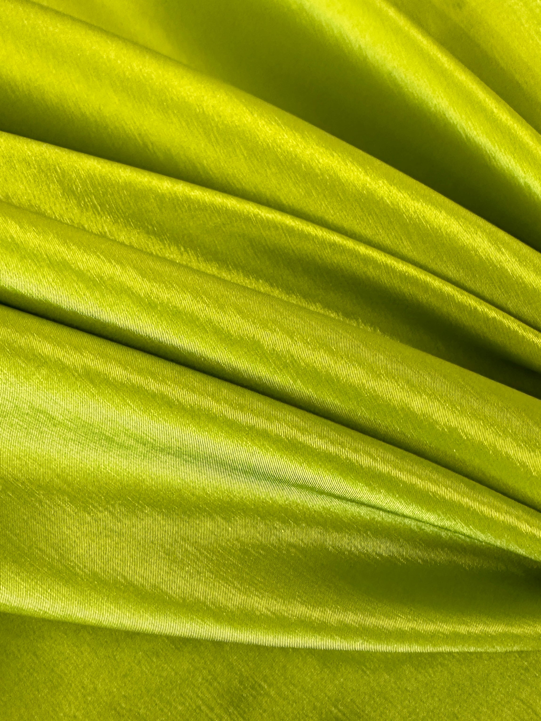 Lime Green Stretch Taffeta Fabric , Shiny Neon Green Taffeta For dress, Green Lustrous Fabric By the Yard, light green taffeta for woman, green taffeta for bride, lime green taffeta for party wear, vibrant taffeta colors, taffeta on sale, taffeta on discount