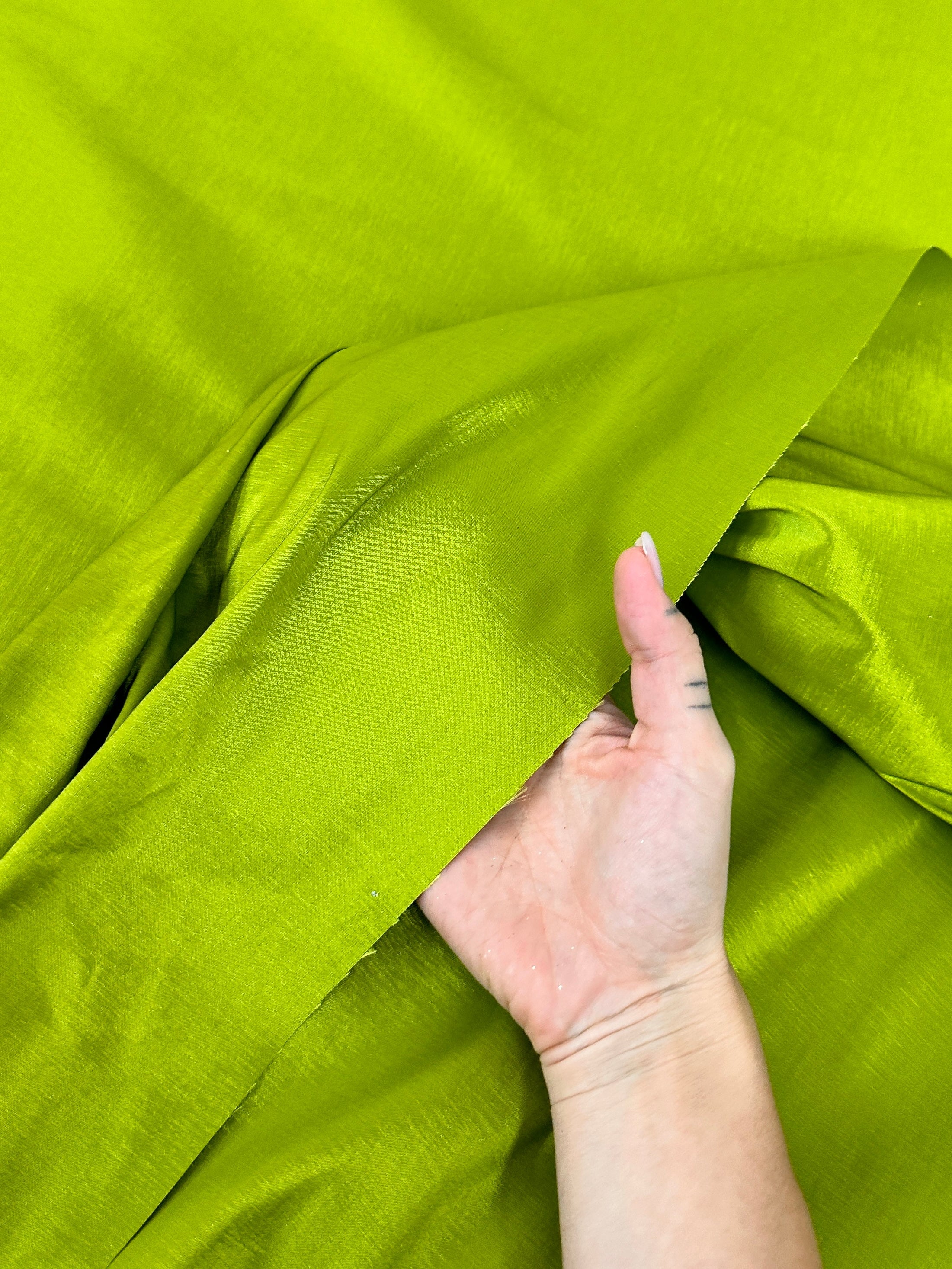 Lime Green Stretch Taffeta Fabric , Shiny Neon Green Taffeta For dress, Green Lustrous Fabric By the Yard, light green taffeta for woman, green taffeta for bride, lime green taffeta for party wear, vibrant taffeta colors, taffeta on sale, taffeta on discount