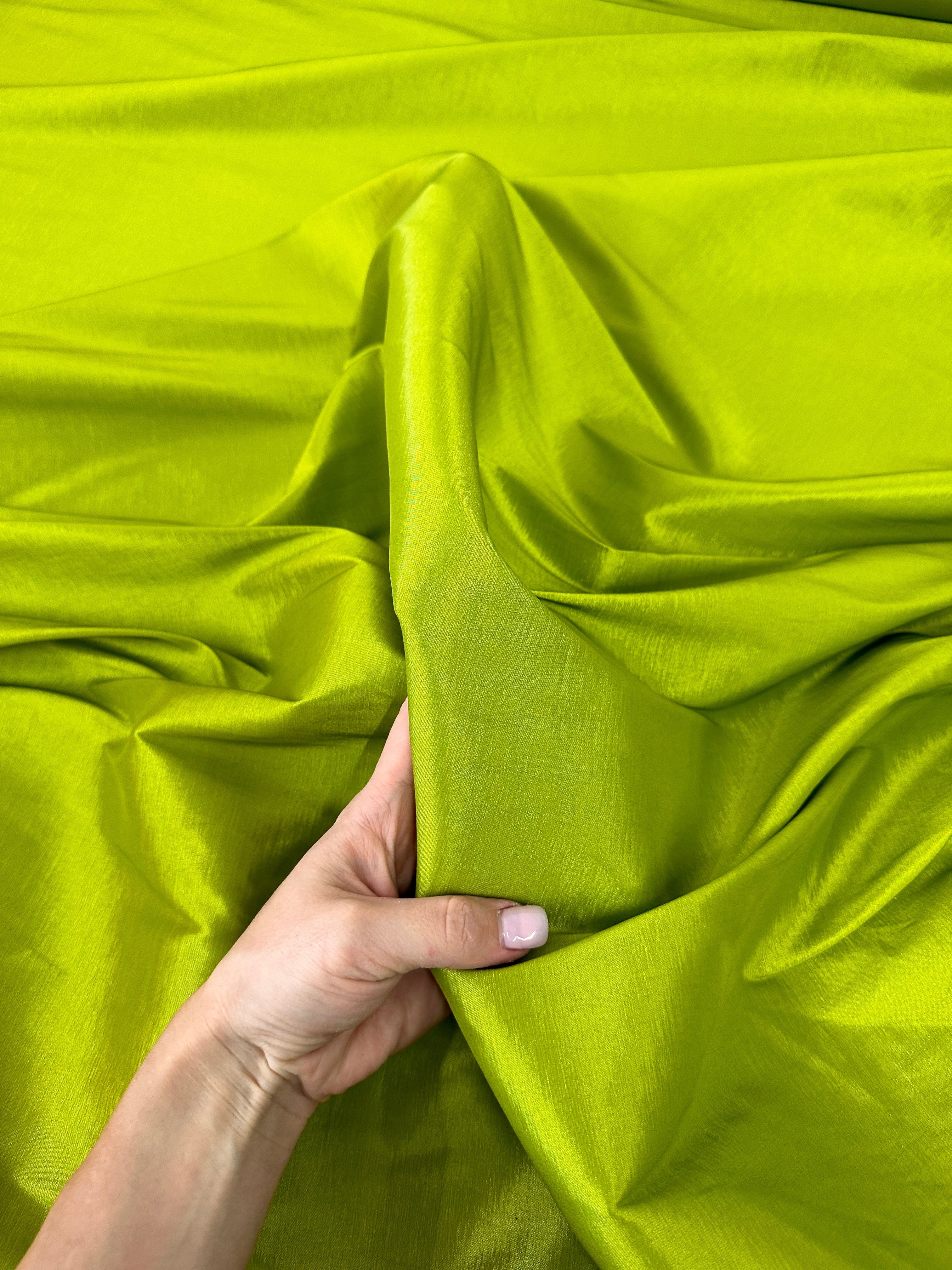 Lime Green Stretch Taffeta Fabric , Shiny Neon Green Taffeta For dress, Green Lustrous Fabric By the Yard, light green taffeta for woman, green taffeta for bride, lime green taffeta for party wear, vibrant taffeta colors, taffeta on sale, taffeta on discount