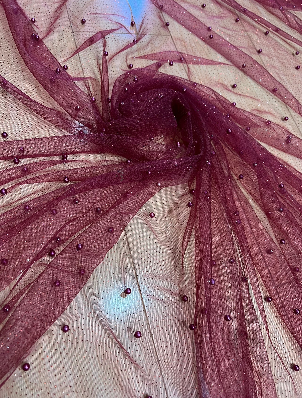 Burgundy Tulle Bead Pearl Lace Fabric, maroon Pearl Beaded Tulle for Veil, light red Beaded Pearl Tulle Lace Fabric by the yard, black pearl scattered tulle, Pearl Tulle Fabric for woman, Pearl Tulle Fabric for party wear, Pearl Tulle Fabric on discount,Pearl Tulle Fabric on sale