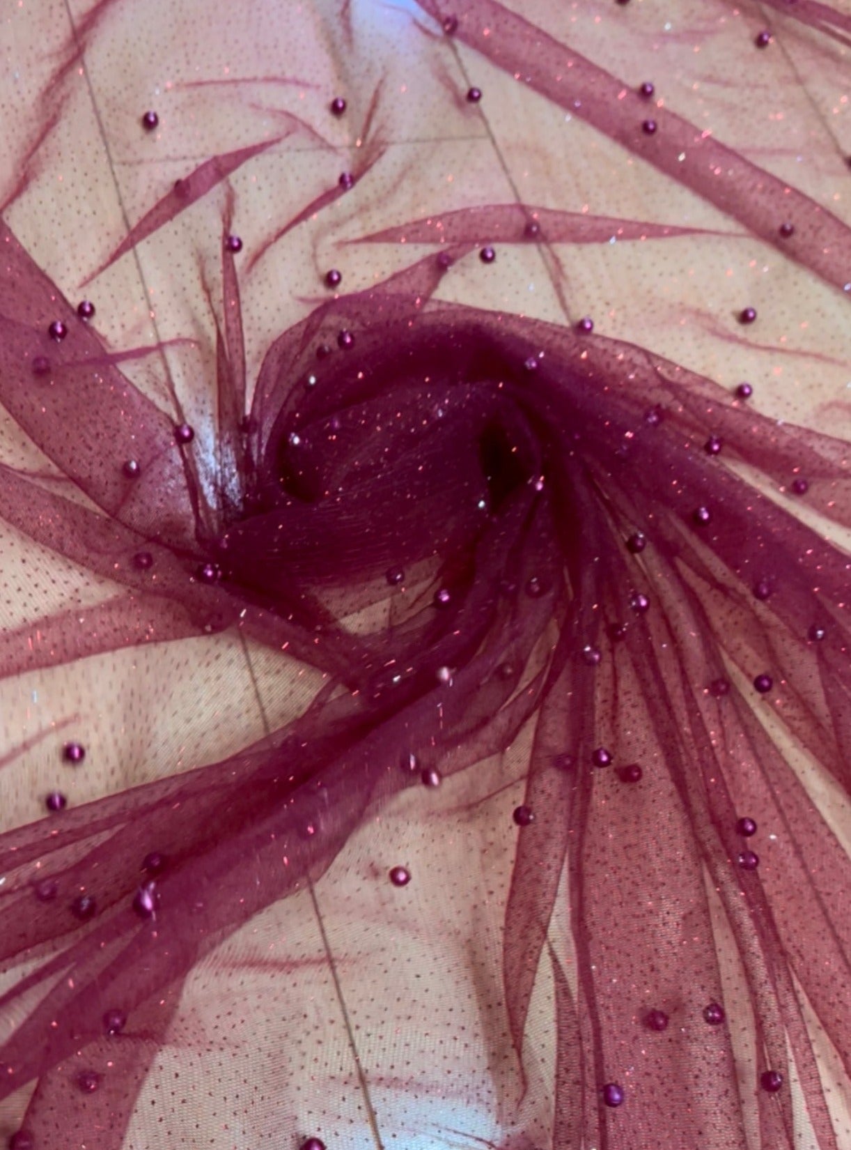 Burgundy Tulle Bead Pearl Lace Fabric, maroon Pearl Beaded Tulle for Veil, light red Beaded Pearl Tulle Lace Fabric by the yard, black pearl scattered tulle, Pearl Tulle Fabric for woman, Pearl Tulle Fabric for party wear, Pearl Tulle Fabric on discount,Pearl Tulle Fabric on sale