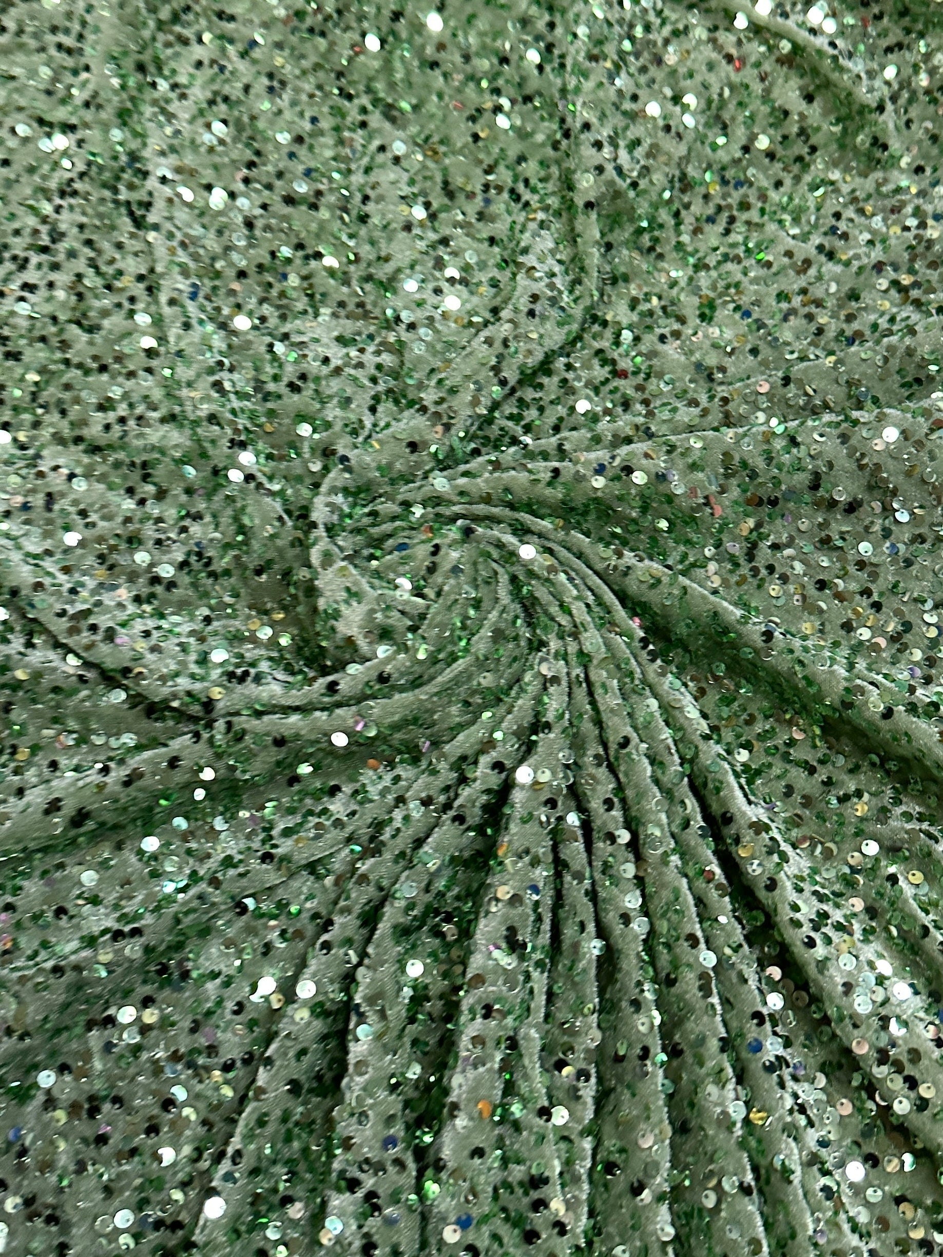 sage green sequin Velvet Fabric, sage green Sequin On stretch Velvet Fabric, green Sequin Fabric by yard for dresses, light green sequin Velvet for backdrops,  velvet for gown, stretch velvet, velvet fabric with sequin, solid velvet, dark green sequin fabric, sequin fabric for women, 4 way stretch velvet
