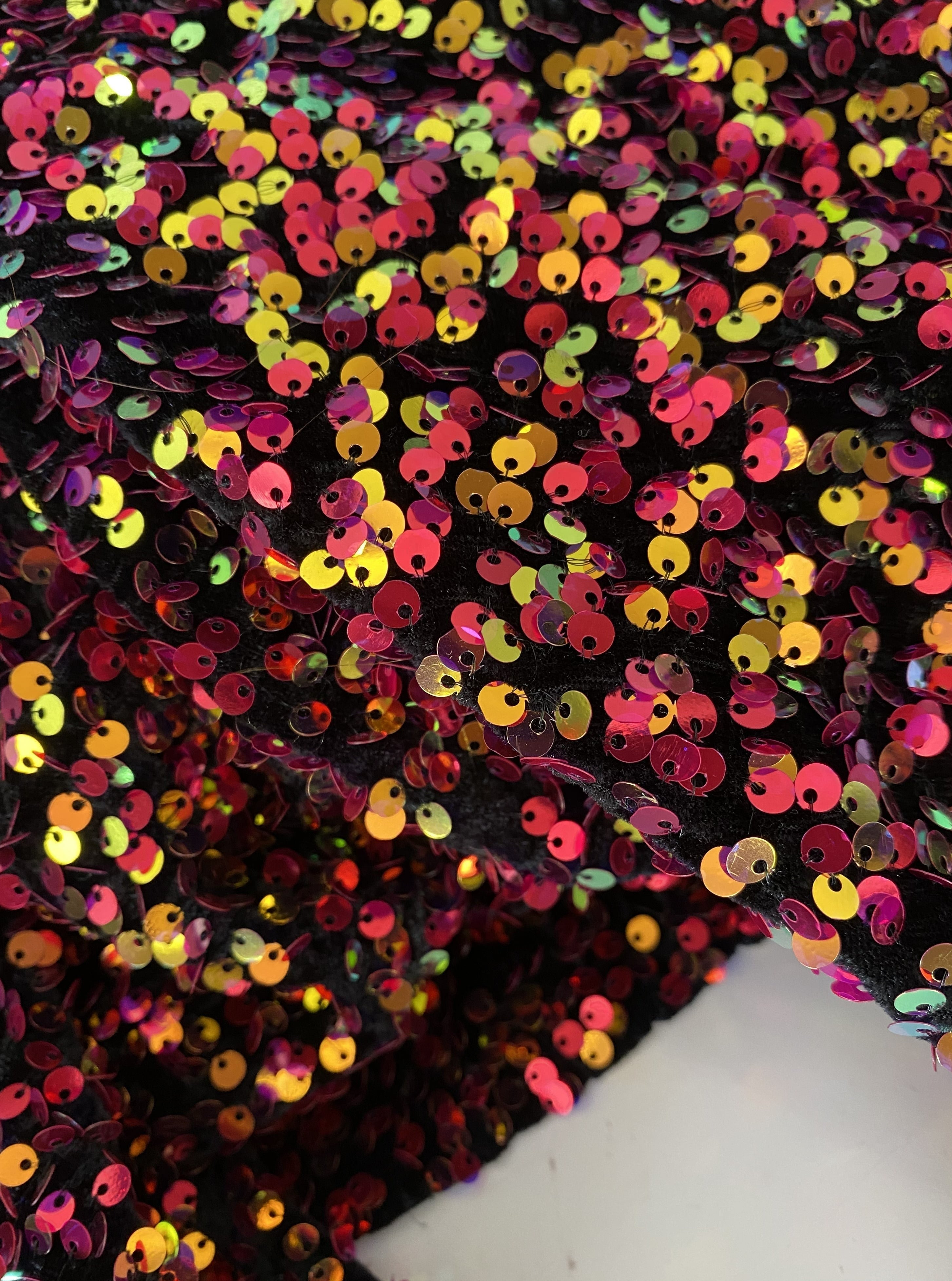 Multicolor Sequin on Velvet, velvet cloth, multicolor velvet, sequin stretch velvet, velvet for gown, stretch velvet, velvet fabric with sequin, solid velvet, multicolor sequin fabric, sequin fabric for gown, 4 way stretch velvet
