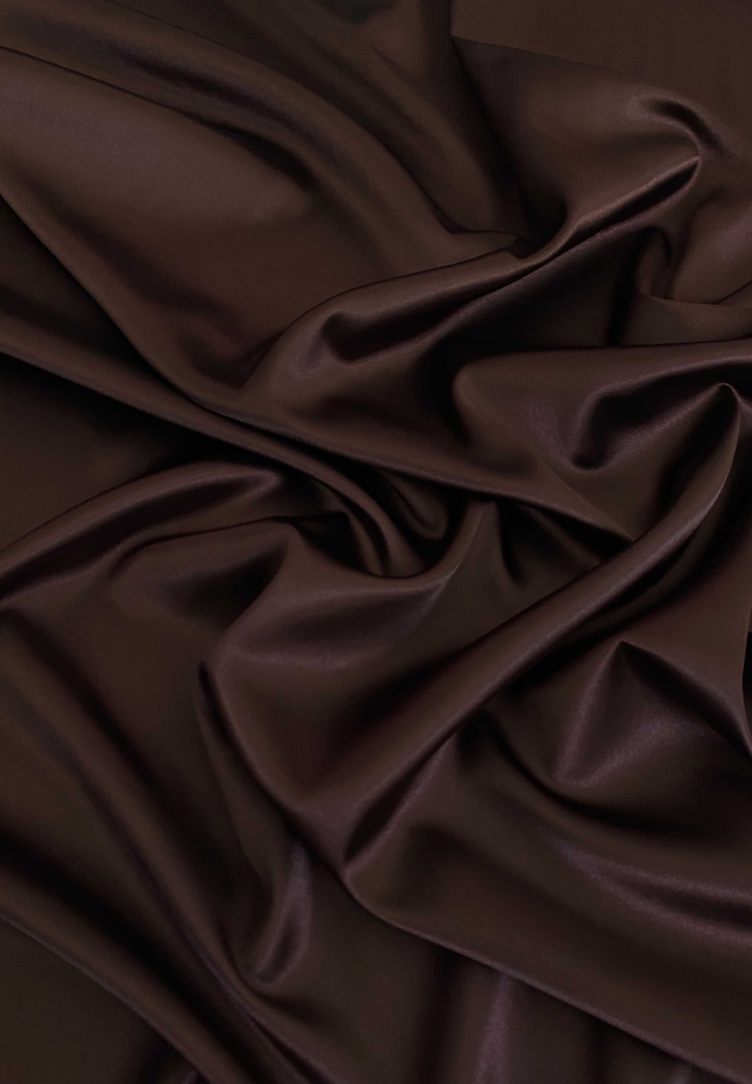 Dark Chocolate Silky Stretch Satin, Chocolate stretch Satin, dark brown Silky Stretch Satin, brown stretch Satin, Silky Stretch Satin for woman, Silky Stretch Satin for bride, Silky Stretch Satin in low price, premium Silky Stretch Satin