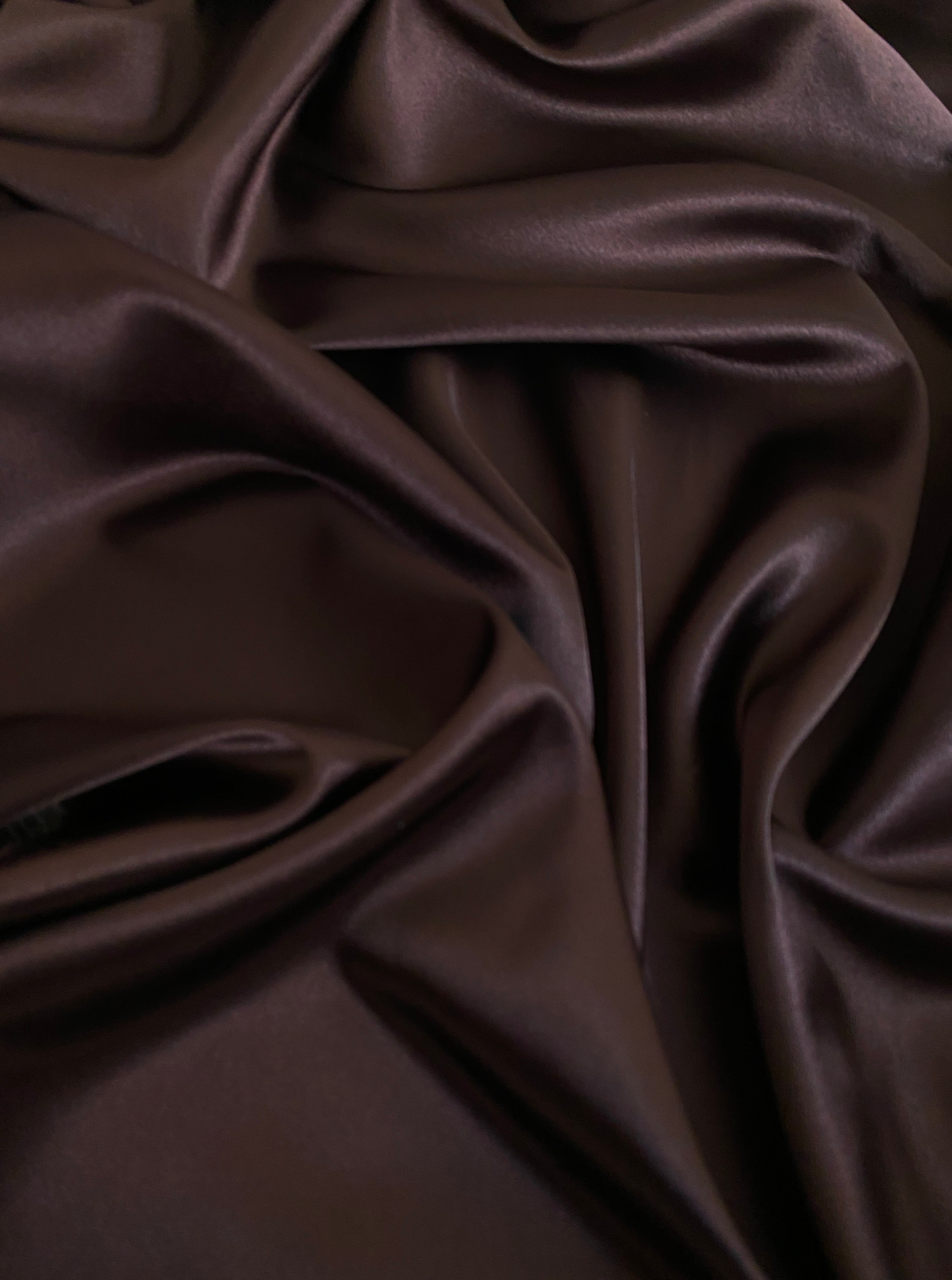 Dark Chocolate Silky Stretch Satin, Chocolate stretch Satin, dark brown Silky Stretch Satin, brown stretch Satin, Silky Stretch Satin for woman, Silky Stretch Satin for bride, Silky Stretch Satin in low price, premium Silky Stretch Satin