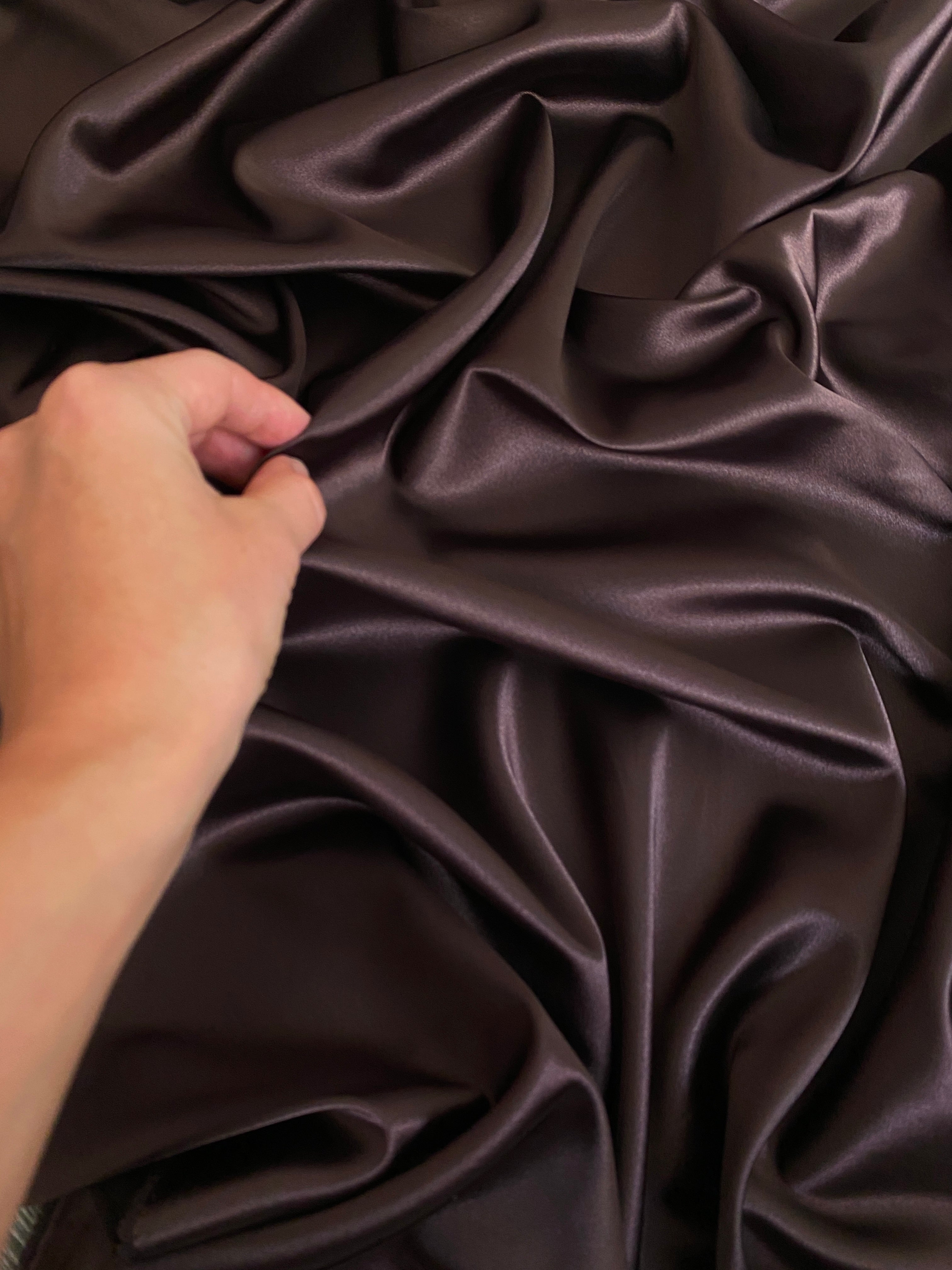 Dark Chocolate Silky Stretch Satin, Chocolate stretch Satin, dark brown Silky Stretch Satin, brown stretch Satin, Silky Stretch Satin for woman, Silky Stretch Satin for bride, Silky Stretch Satin in low price, premium Silky Stretch Satin