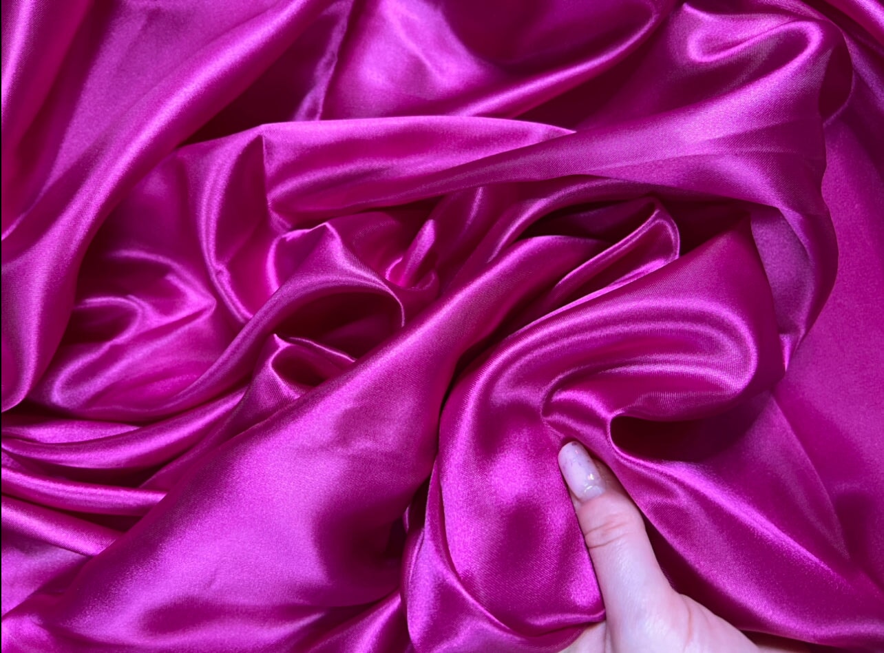 fuchsia satin, hot pink satin, pink satin, burgundy satin, kikitextiles,online satin store, luxury fabric online, fuchsia fabric online, fuchsia color for bridal dress