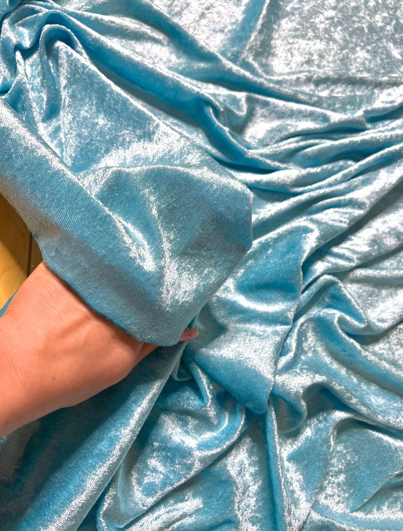 Turquois velvet,  light blue velvet, blue velvet, shinny blue velvet, sparkly blue velvet, velvet for woman, velvet for bride, velvet for party wear dresses, velvet on discount, velvet on sale, buy velvet online