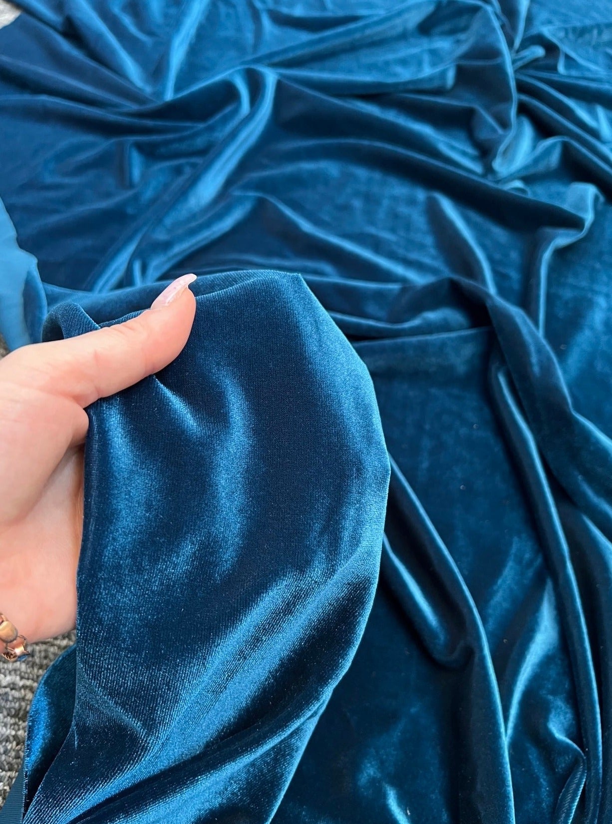 Teal Blue velvet fabric, 4 way stretch velvet fabric, solid velvet fabric, velvet fabric for clothing, fabric store, velvet cheap, stretch velvet on sale, Blue velvet, dark Blue velvet fabric