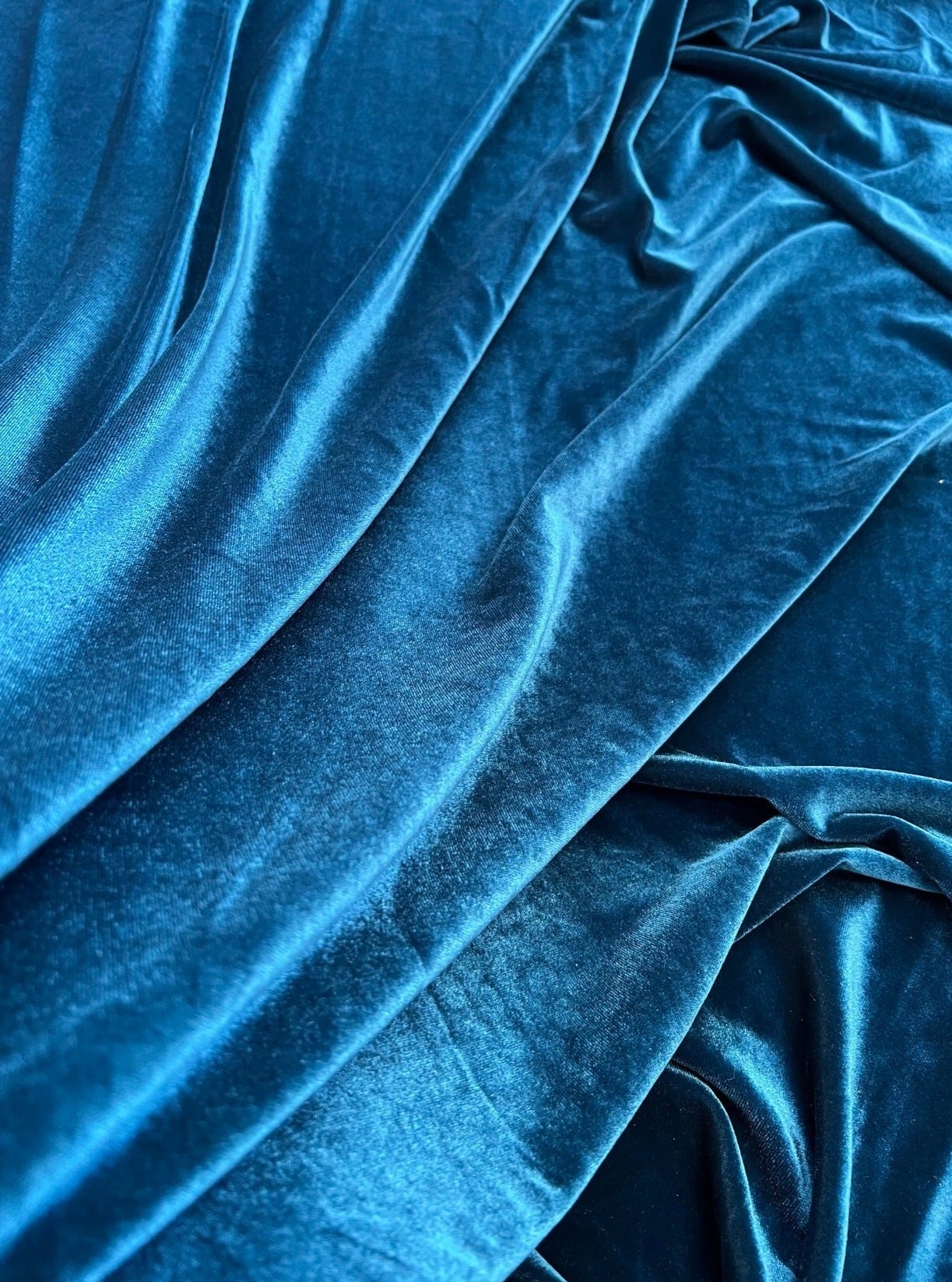 Teal Blue velvet fabric, 4 way stretch velvet fabric, solid velvet fabric, velvet fabric for clothing, fabric store, velvet cheap, stretch velvet on sale, Blue velvet, dark Blue velvet fabric
