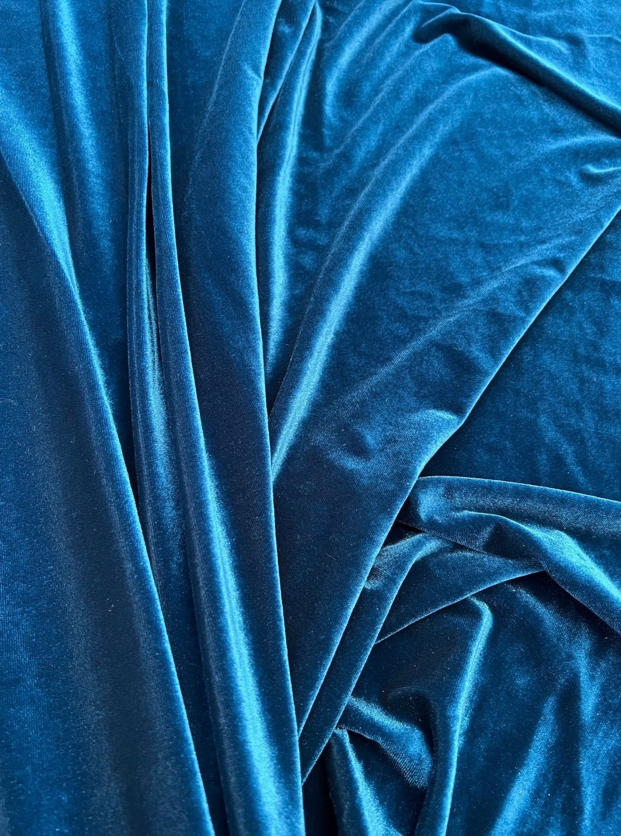 Teal Blue velvet fabric, 4 way stretch velvet fabric, solid velvet fabric, velvet fabric for clothing, fabric store, velvet cheap, stretch velvet on sale, Blue velvet, dark Blue velvet fabric