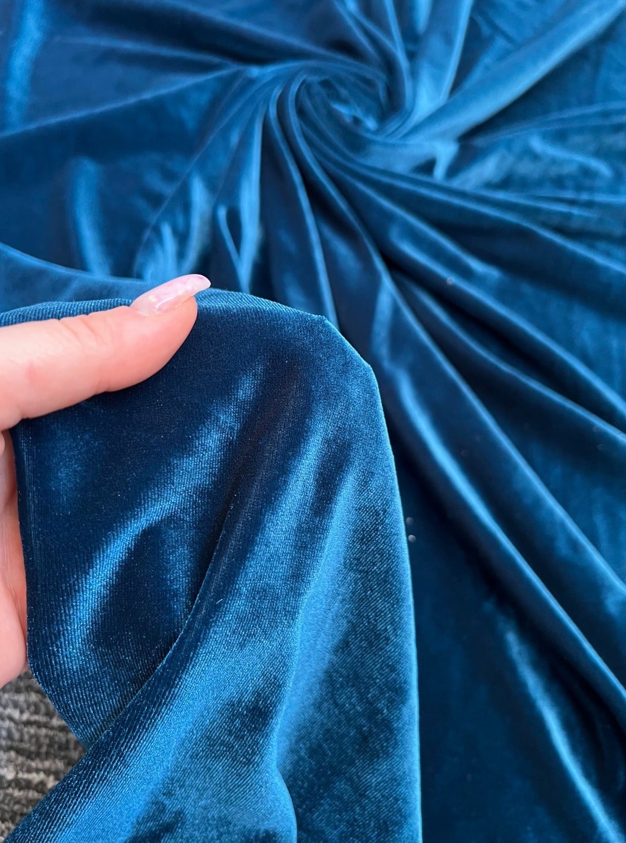 Teal Blue velvet fabric, 4 way stretch velvet fabric, solid velvet fabric, velvet fabric for clothing, fabric store, velvet cheap, stretch velvet on sale, Blue velvet, dark Blue velvet fabric