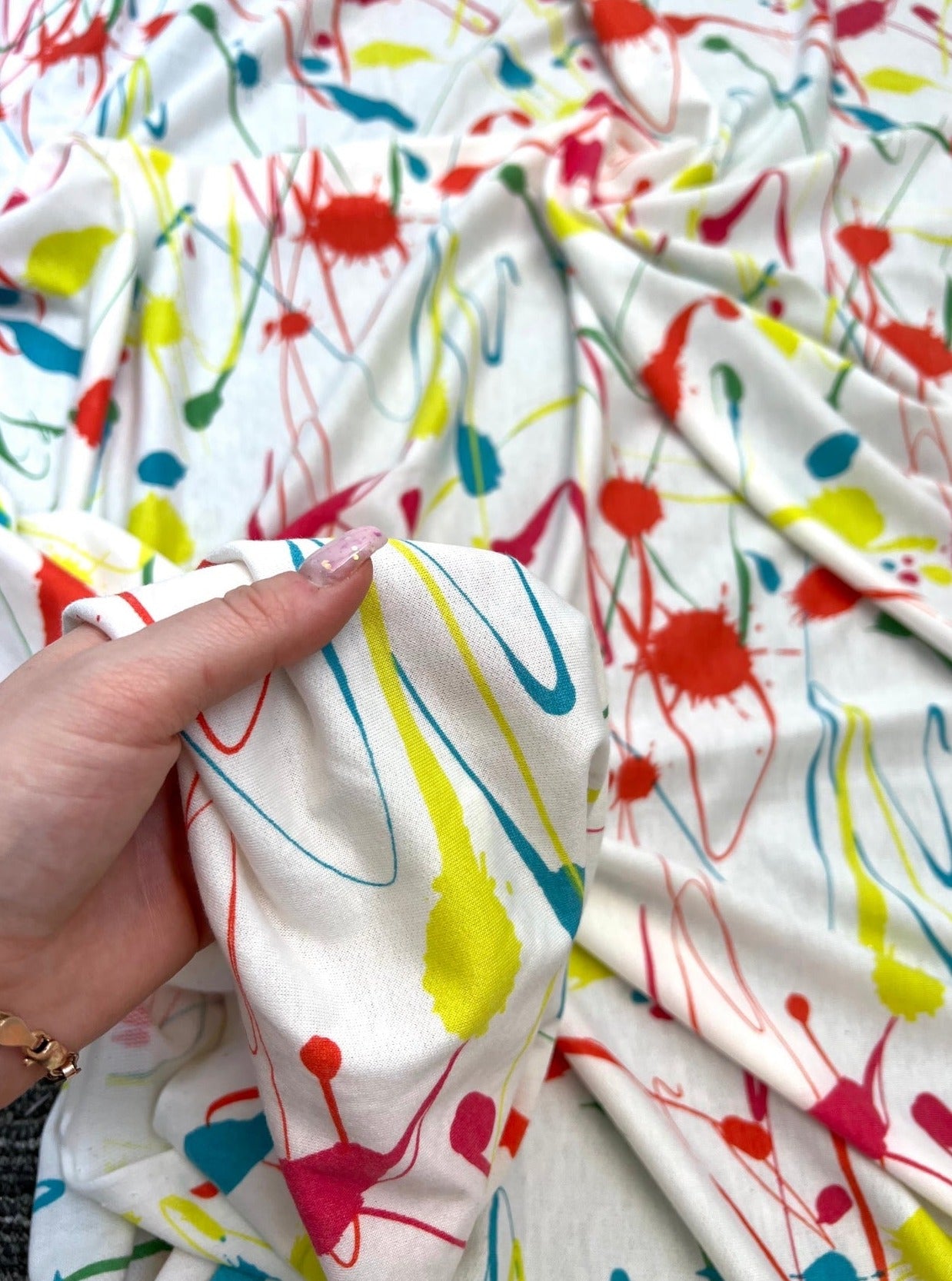 tie dye multi color knit, liverpool knit for woman, multicolor liverpool knit, liverpool knit for party wear, 4 way stretch liverpool knit, colorfull liverpool knit, premium liverpool knit, liverpool knit on discount, liverpool knit on sale,