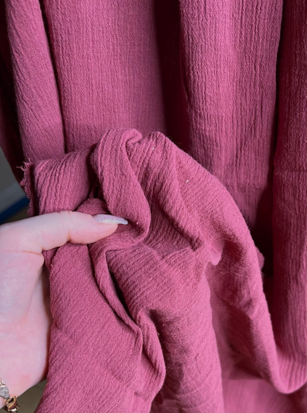 mauve Cotton Gauze, cotton gauze fabric, purple gauze fabric, light purple gauze, cotton for woman, double gauze cheap, coton gauze for bride, cotton gauze in low price