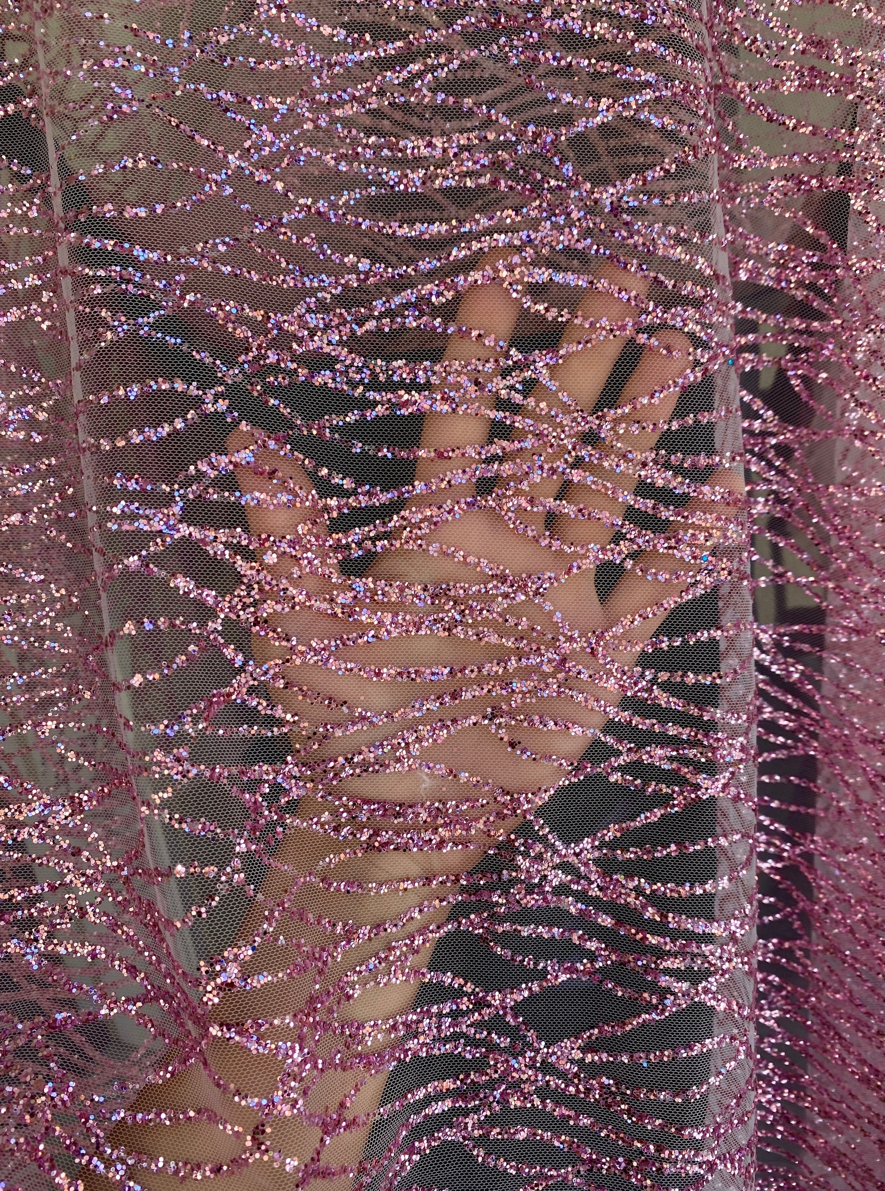pink glitter lace, pink glitter lace for woman, rose pink lace, pink lace for bride, pink lace for part wear, lace designs, cheap lace, discounted lace, sale on lace, lace in low price, buy lace online, lace non stretch, shinny pink lace