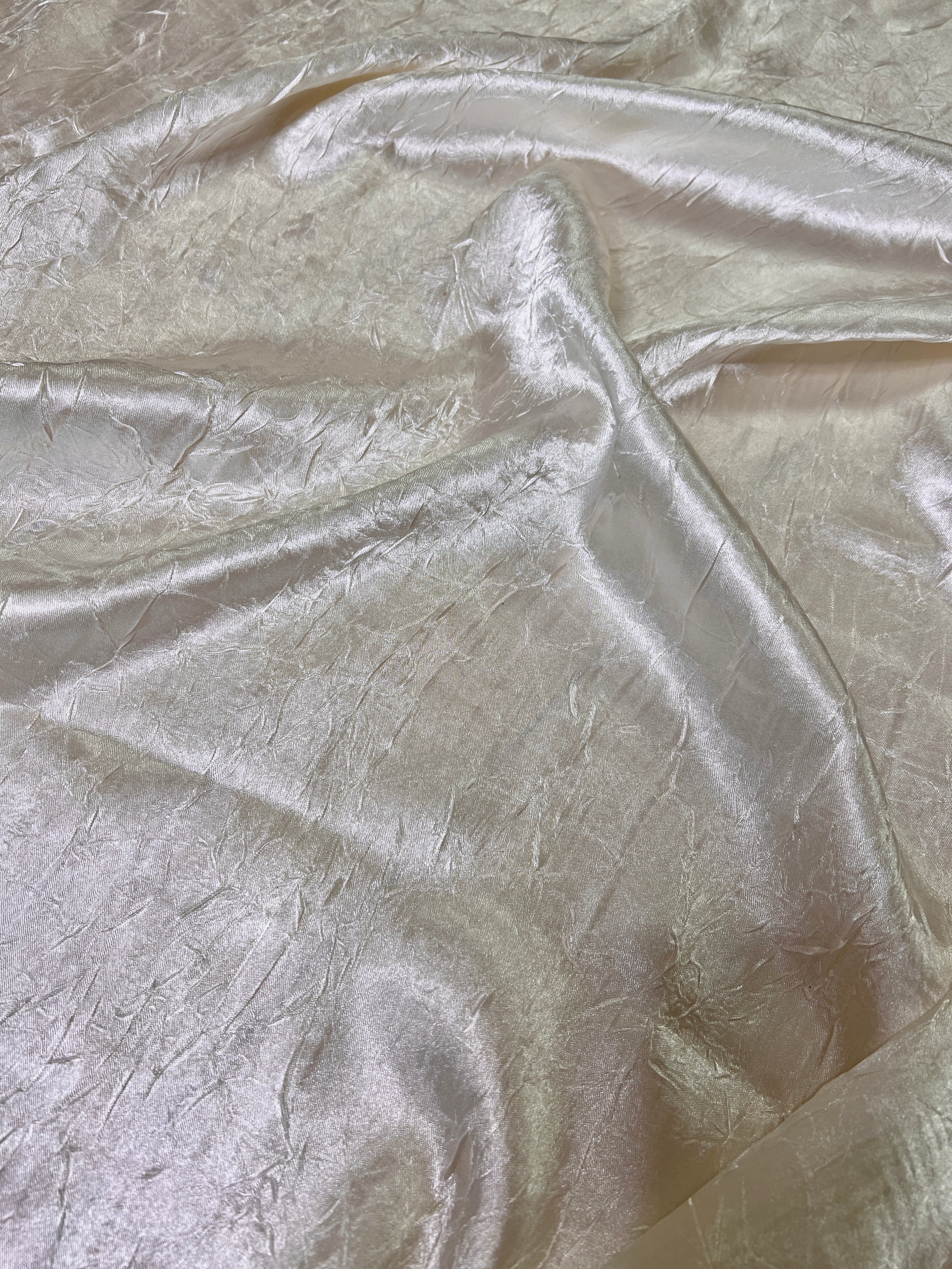 Ivory Crinkle Satin Fabric, Crushed Silk Fabric by yard, Eggshell Crinkle silk charmeuse, Bridal Satin Medium Weight, Satin for gown, Shiny Satin, satin for woman, silky satin, stretch satin, off white satin, kikitextile satin, cheap satin, satin in low price, buy satin online, discounted satin