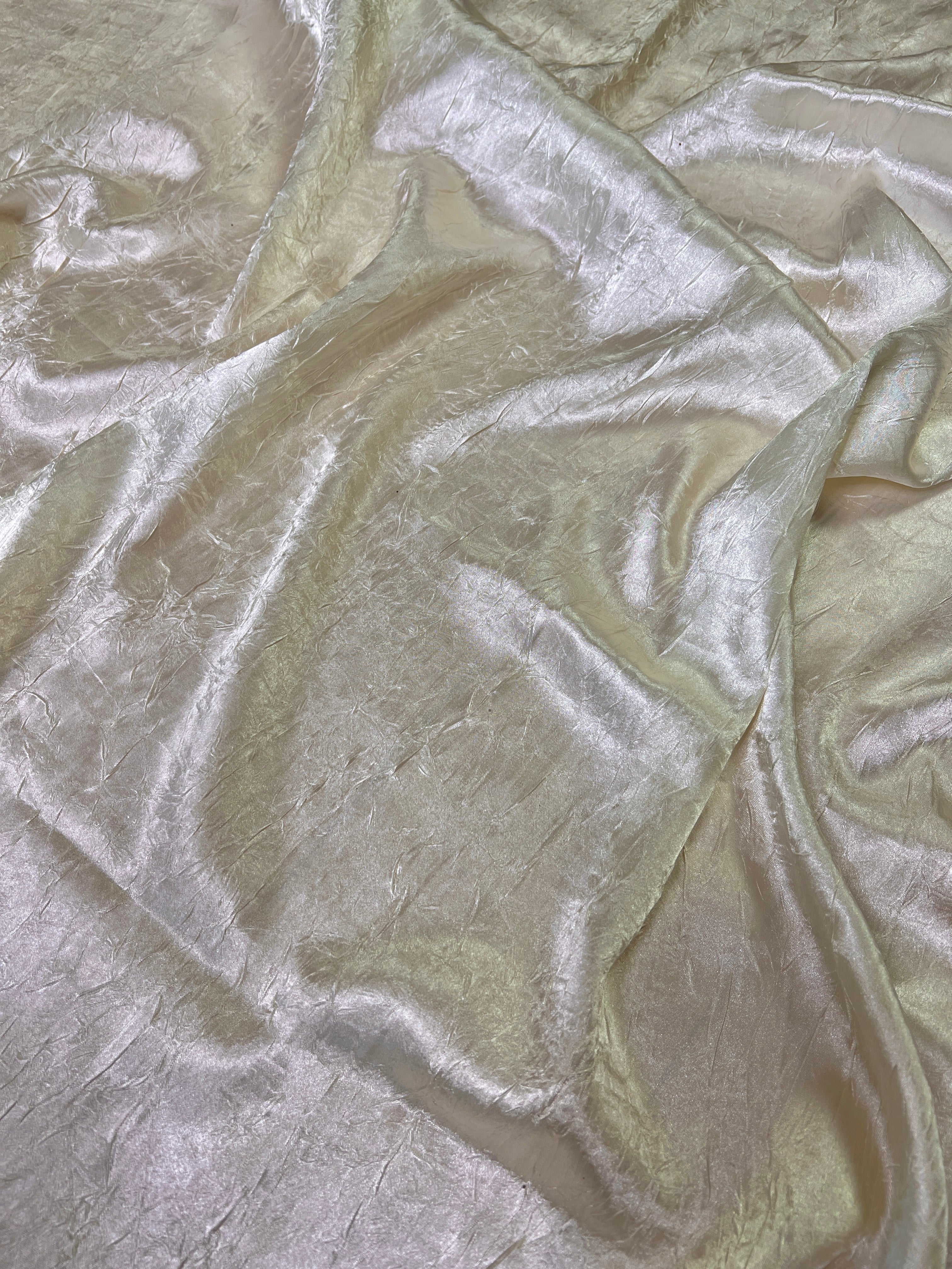 Ivory Crinkle Satin Fabric, Crushed Silk Fabric by yard, Eggshell Crinkle silk charmeuse, Bridal Satin Medium Weight, Satin for gown, Shiny Satin, satin for woman, silky satin, stretch satin, off white satin, kikitextile satin, cheap satin, satin in low price, buy satin online, discounted satin