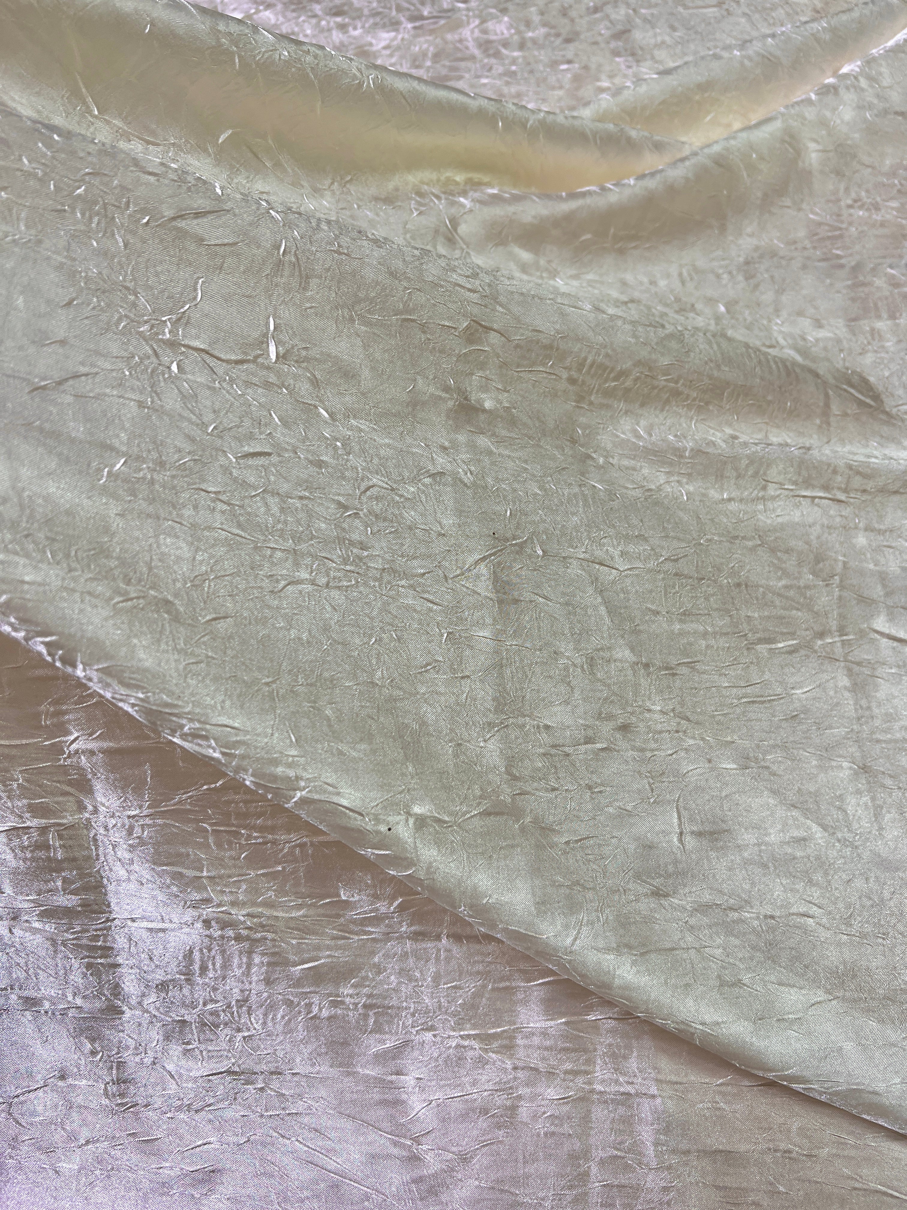 Ivory Crinkle Satin Fabric, Crushed Silk Fabric by yard, Eggshell Crinkle silk charmeuse, Bridal Satin Medium Weight, Satin for gown, Shiny Satin, satin for woman, silky satin, stretch satin, off white satin, kikitextile satin, cheap satin, satin in low price, buy satin online, discounted satin