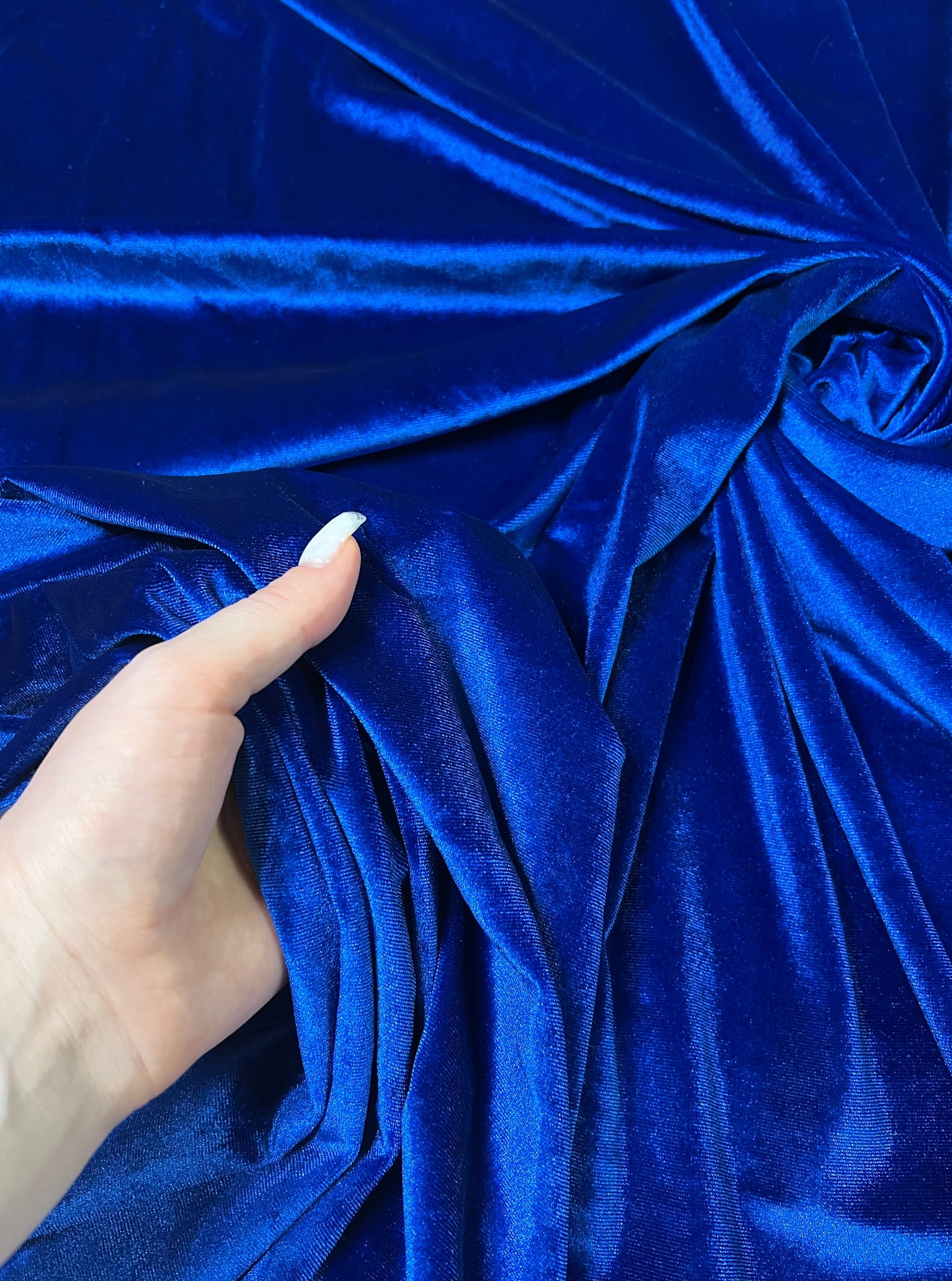 Royal blue stretch velvet, blue stretch velvet for gown, stretch velvet for wedding, stretch pure velvet, blue stretch velvet for brides, stretch fancy velvet, velvet for dress, stretch expensive velvet
