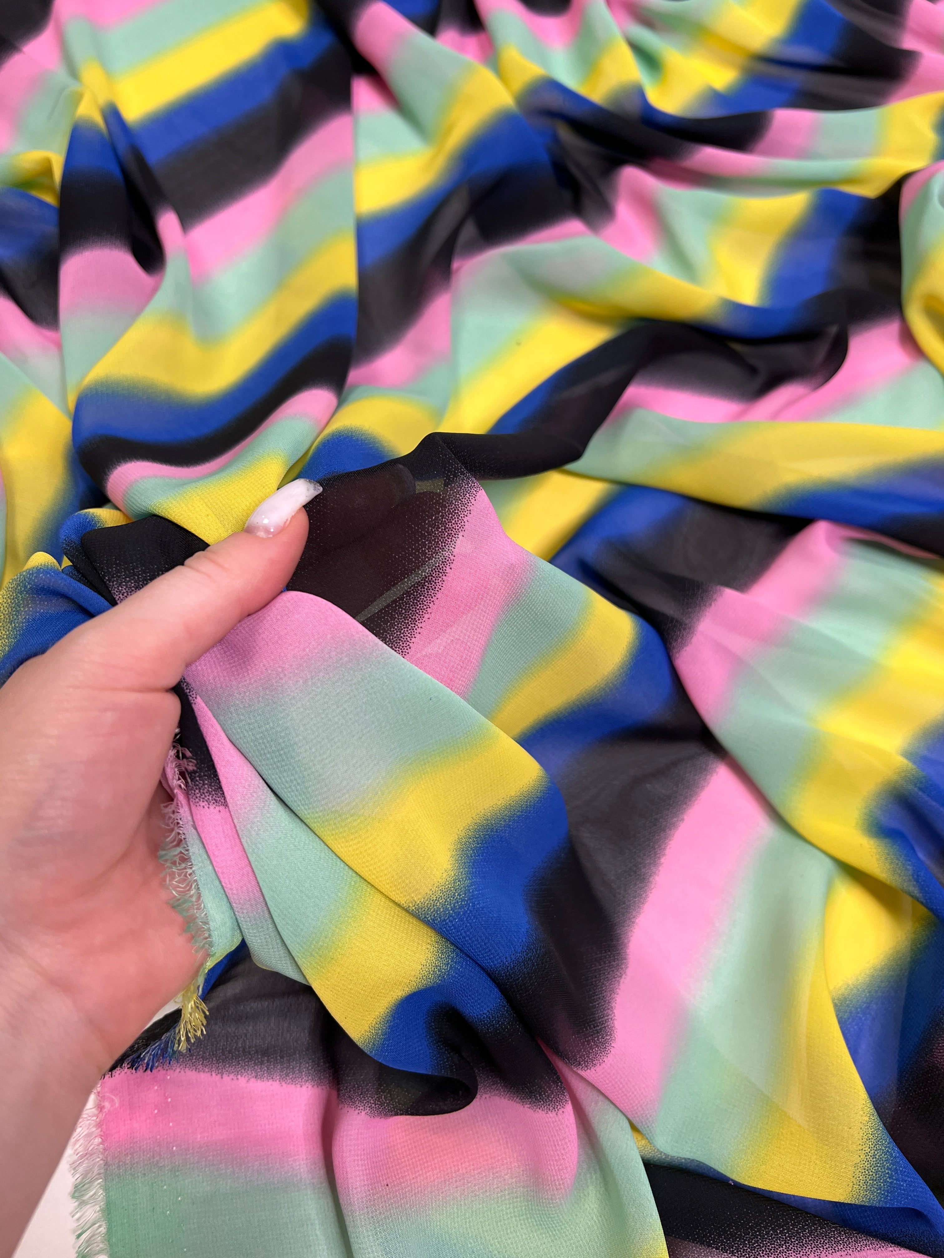 rainbow chiffon, multicolor chiffon, colorfull chiffon, chiffon for woman, chiffon for bride, premium chiffon, chiffon in low price, chiffon for party wear, chiffon for gown