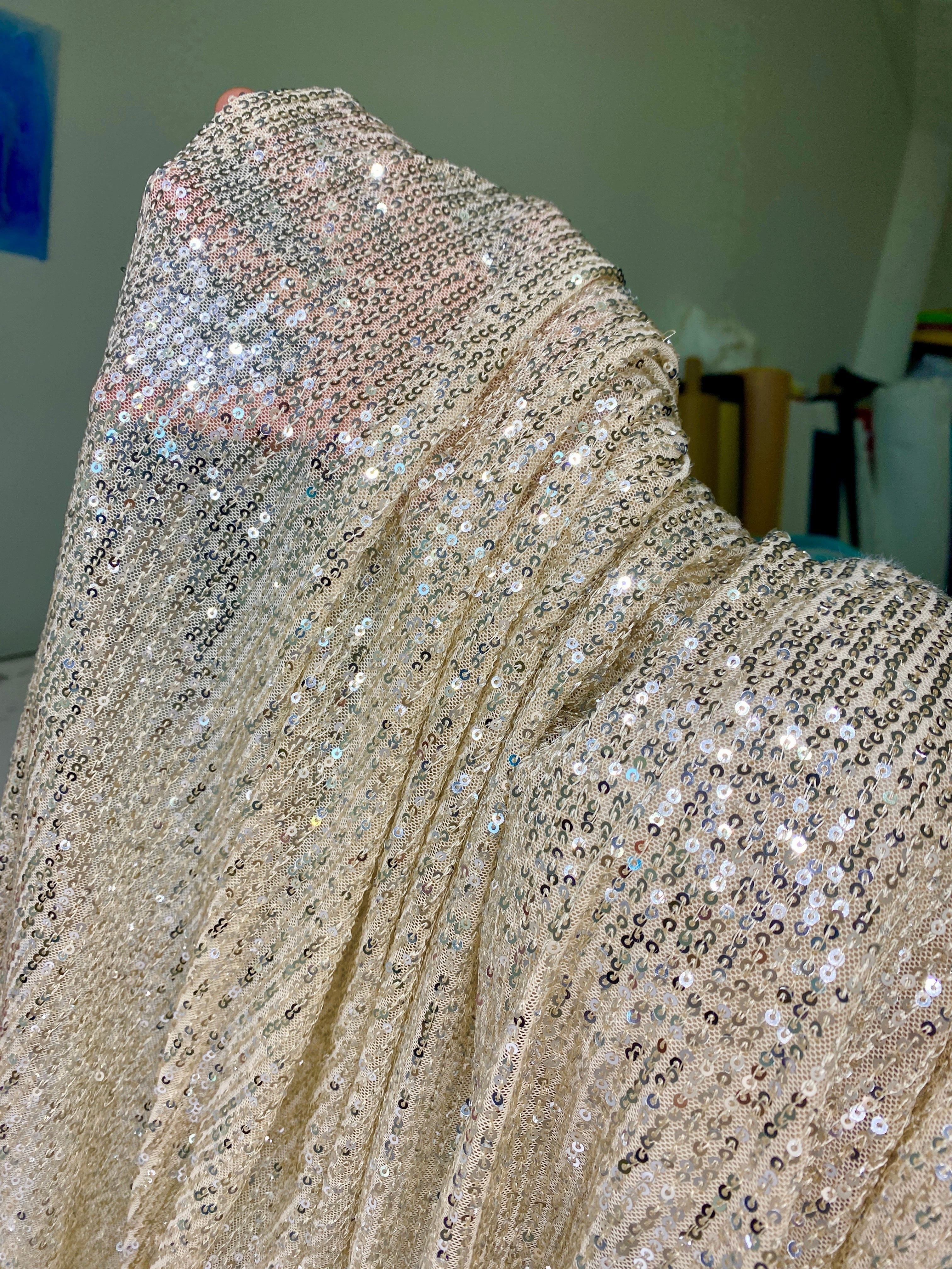 Stretch Striped Sequin On Mesh